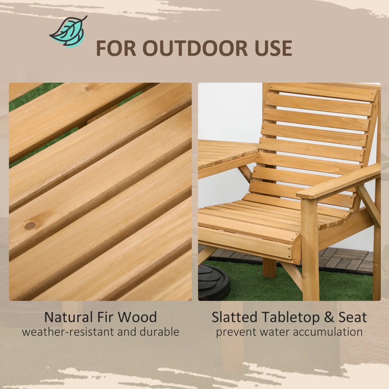 Wooden Garden Love Seat 2 Seater Patio Table and Chair Set Partner Bench Bistro - Home and Garden Furniture Shop - rustic - furniture