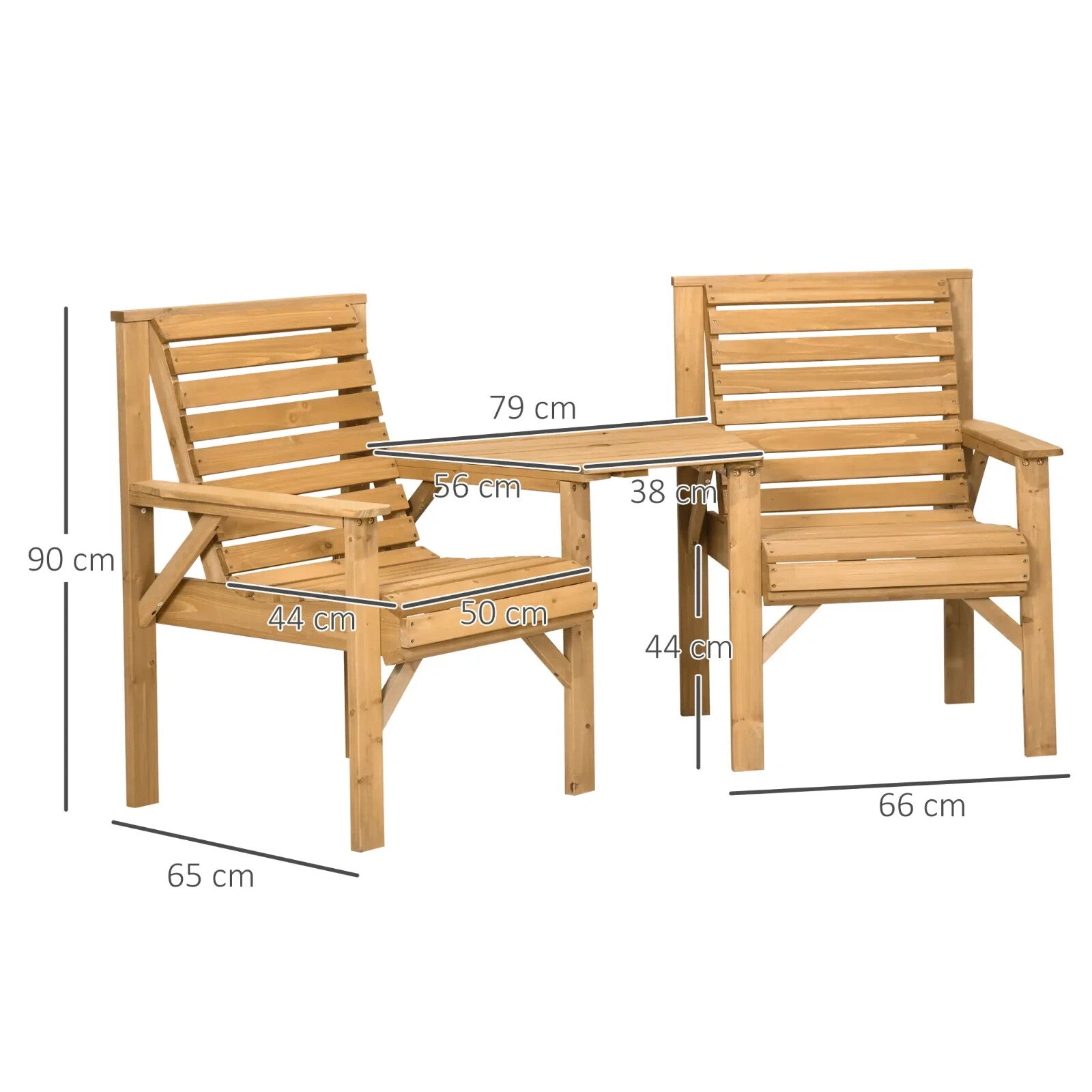 Wooden Garden Love Seat 2 Seater Patio Table and Chair Set Partner Bench Bistro - Home and Garden Furniture Shop - rustic - furniture