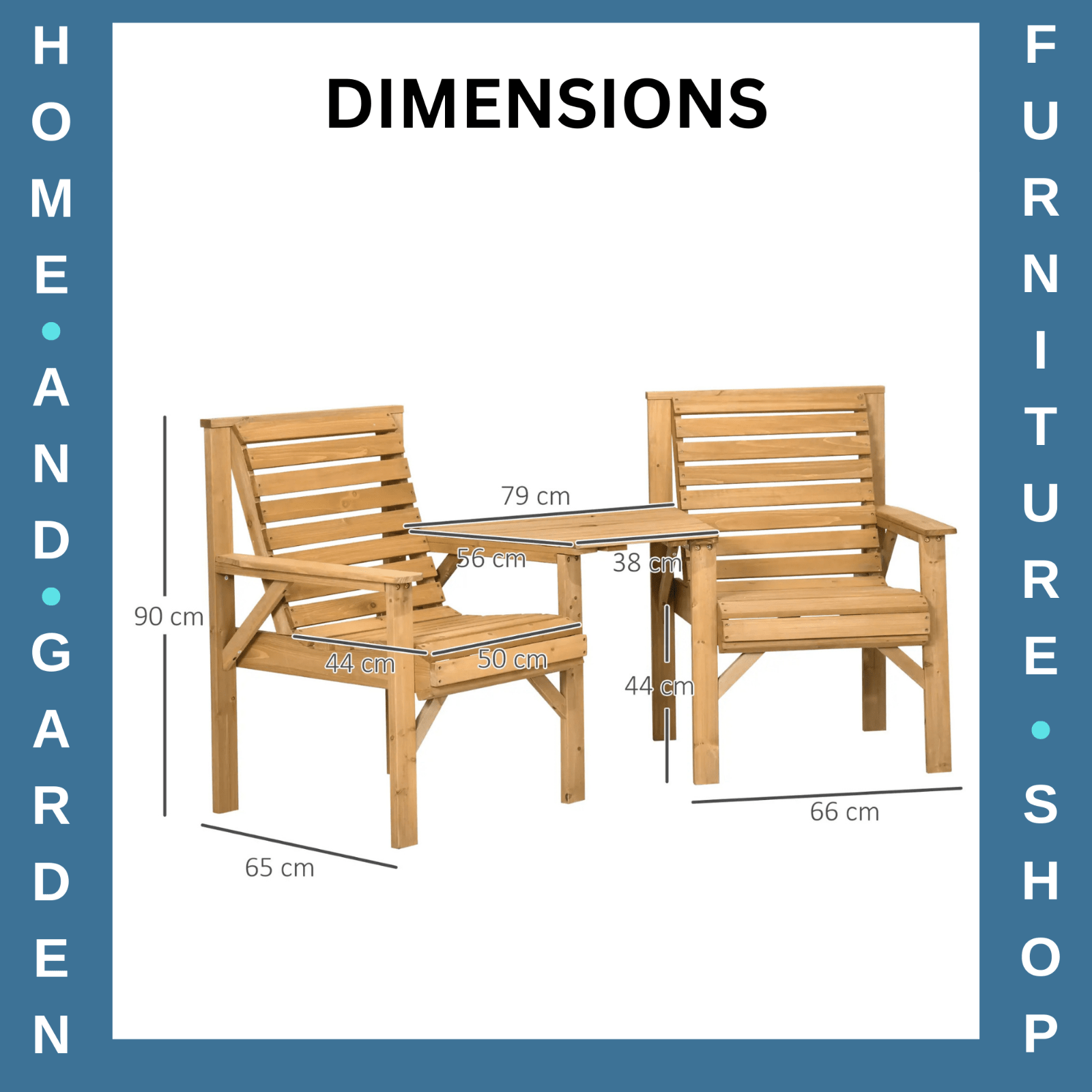 Wooden Garden Love Seat 2 Seater Patio Table and Chair Set Partner Bench Bistro - Home and Garden Furniture Shop - rustic - furniture