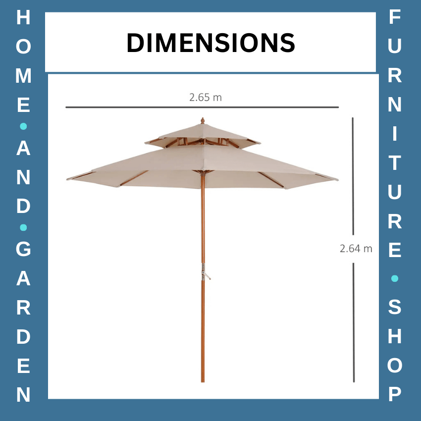 Wooden Garden Parasol Sun Umbrella for Patio Outdoor Shade Shelter with Canopy - Home and Garden Furniture Shop - rustic - furniture