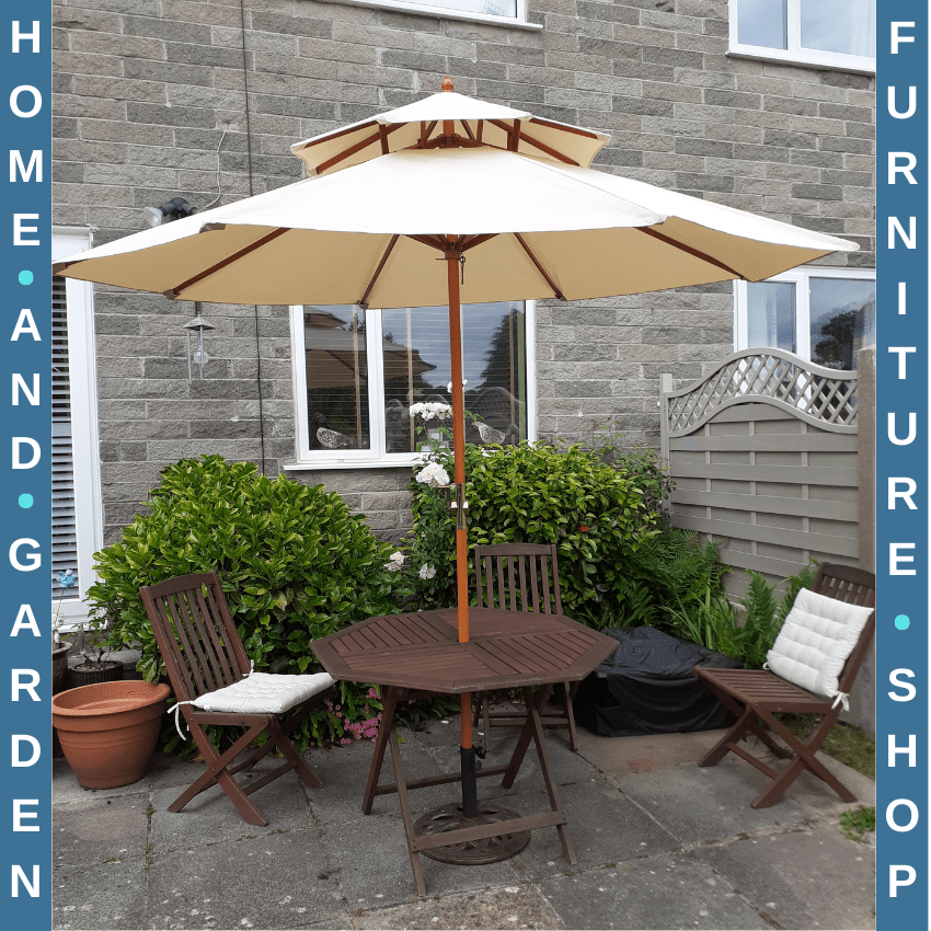 Wooden Garden Parasol Sun Umbrella for Patio Outdoor Shade Shelter with Canopy - Home and Garden Furniture Shop - rustic - furniture