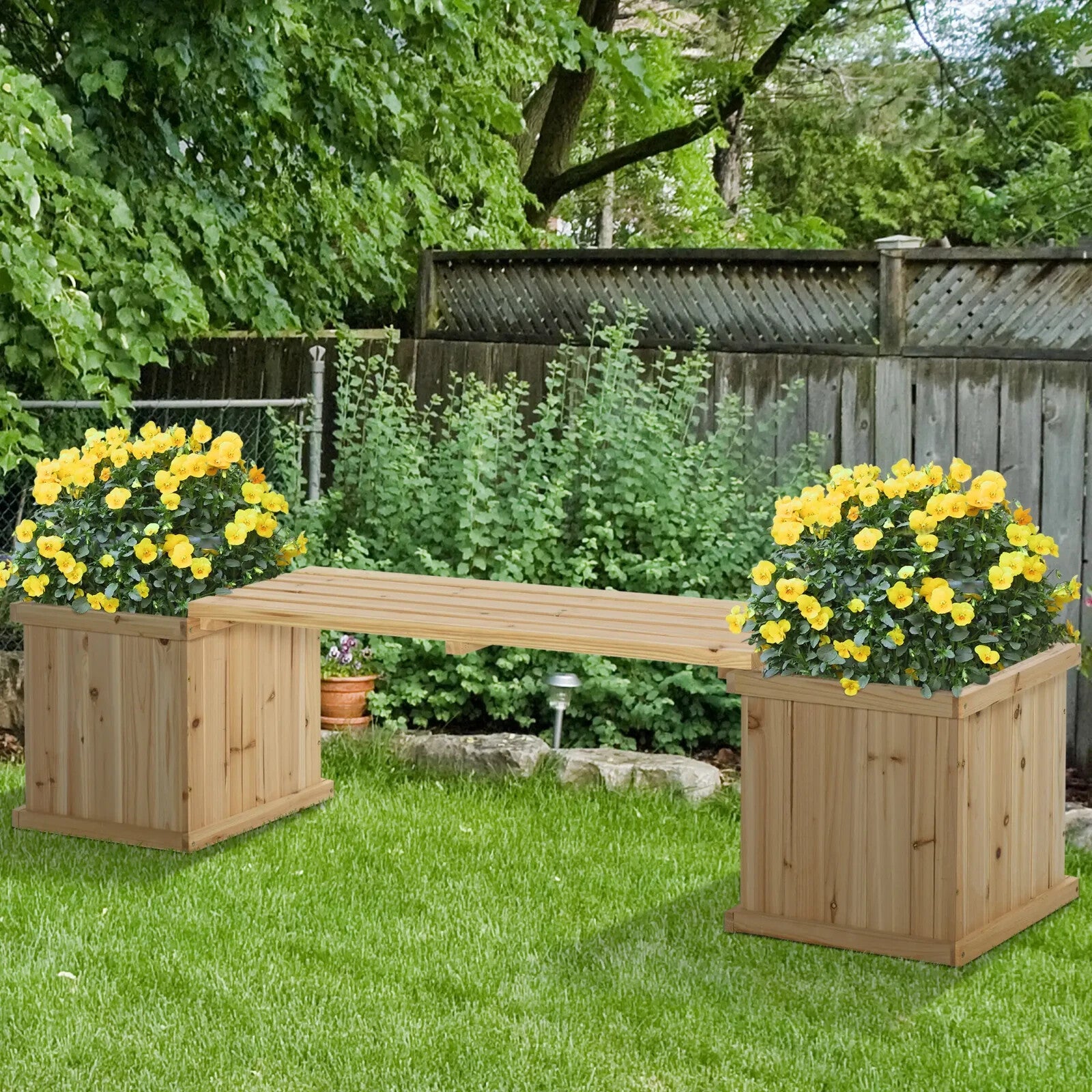 Wooden Garden Planter Bench Raised Bed with Seat for Patio Park or Allotment - Home and Garden Furniture Shop - rustic - furniture