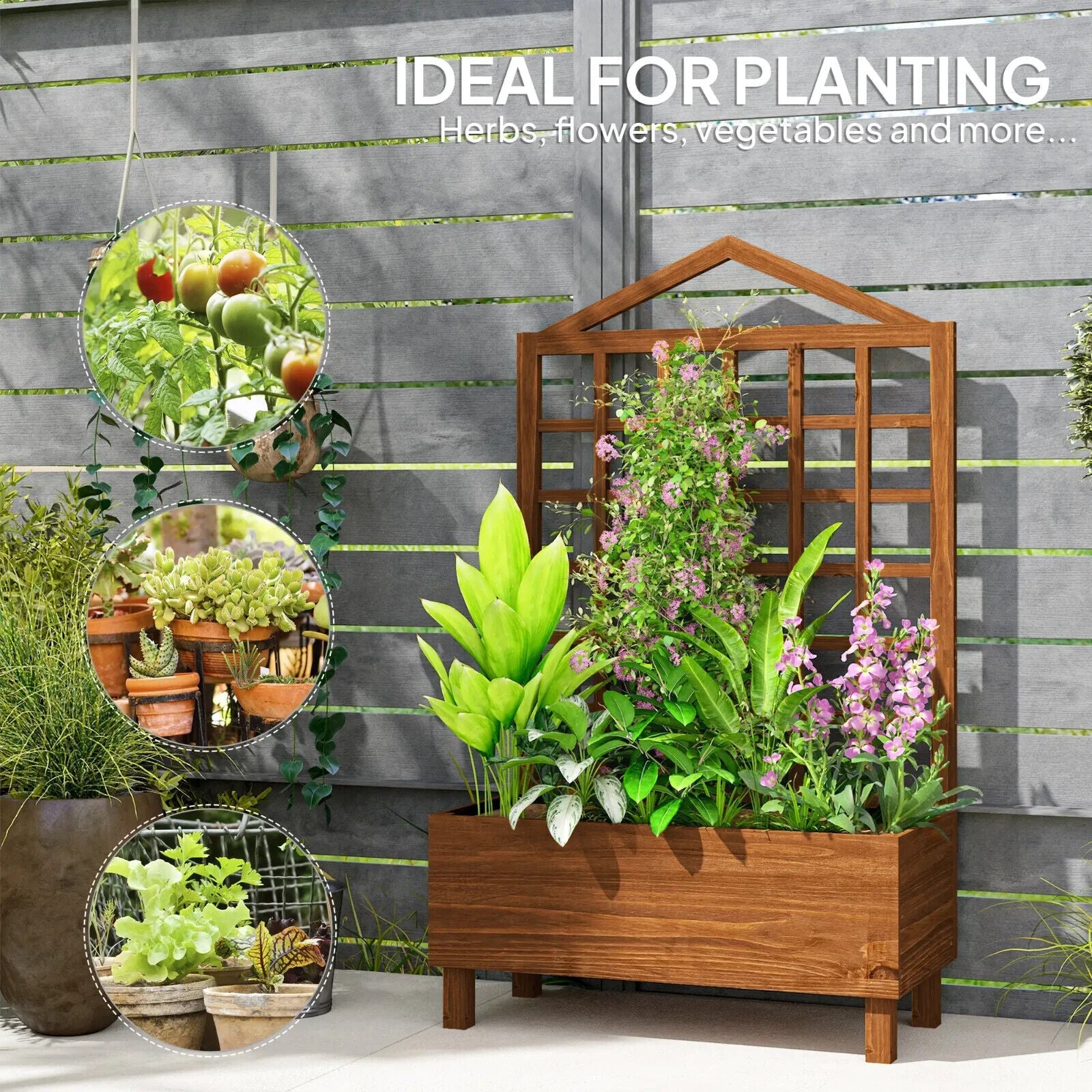Wooden Garden Planter With Trellis Raised Beds Outdoor For Climbing Plants - Home and Garden Furniture Shop - #rustic - furniture#