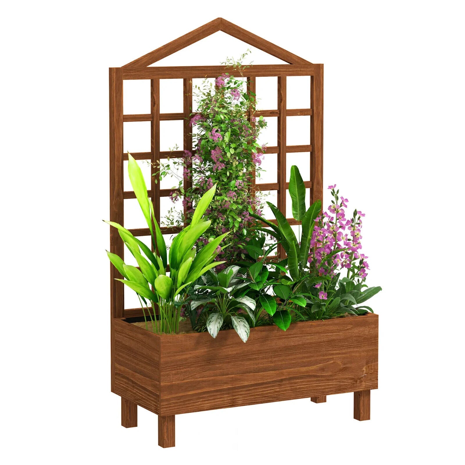 Wooden Garden Planter With Trellis Raised Beds Outdoor For Climbing Plants - Home and Garden Furniture Shop - #rustic - furniture#