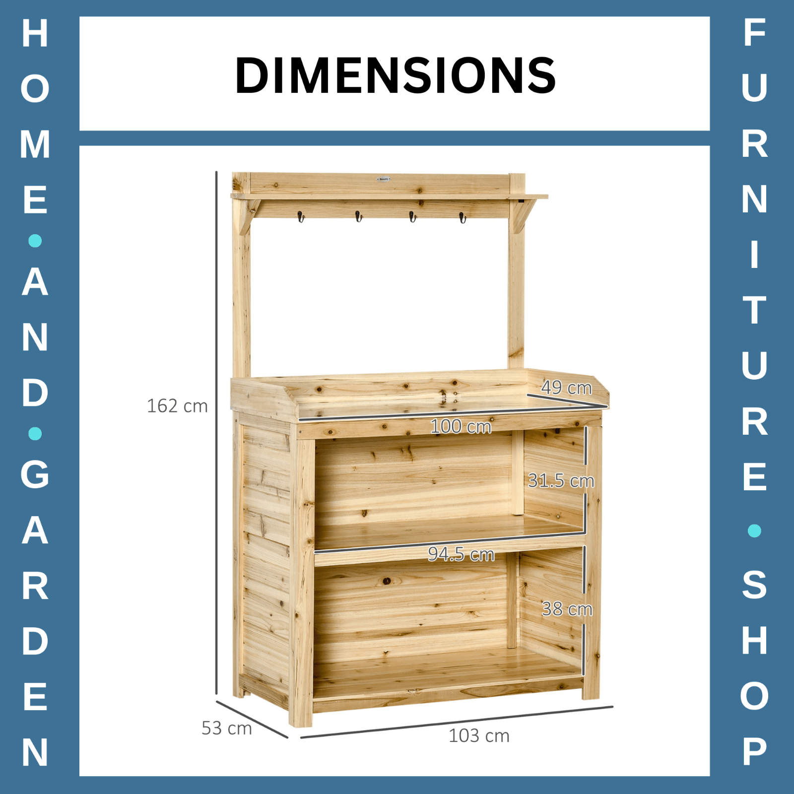 Wooden Garden Potting Bench Workstation Table w/ Galvanised Tabletop Shelve Hook - Home and Garden Furniture Shop - rustic - furniture