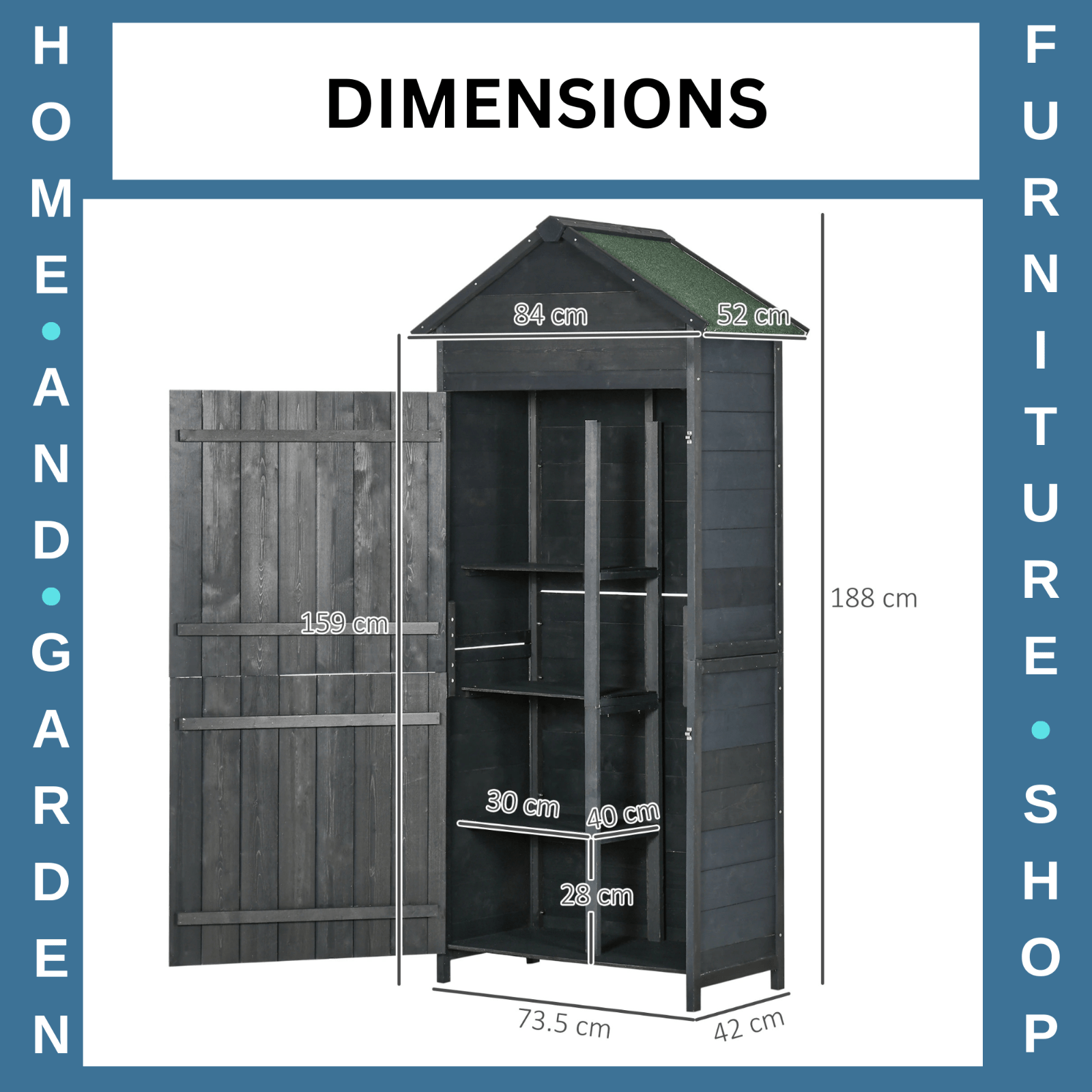 Wooden Garden Shed Outdoor Shelves Utility Tool Storage Cabinet Grey Patio Shed - Home and Garden Furniture Shop - rustic - furniture