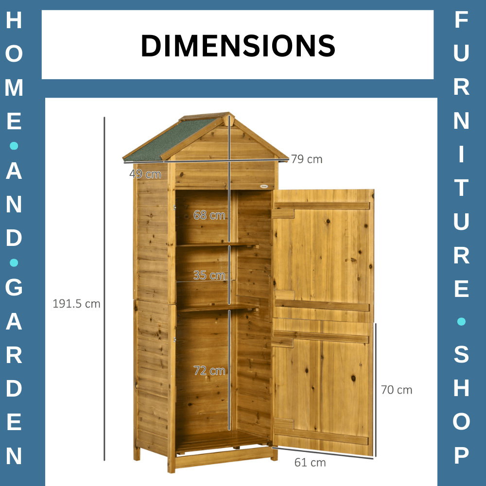 Wooden Garden Storage Shed 191.5cm x 79cm x 49cm w/ 3 Shelves and 2 Door Cabinet - Home and Garden Furniture Shop - rustic - furniture