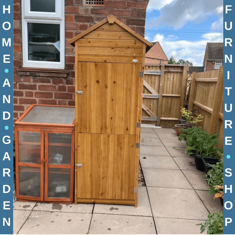 Wooden Garden Storage Shed 191.5cm x 79cm x 49cm w/ 3 Shelves and 2 Door Cabinet - Home and Garden Furniture Shop - rustic - furniture