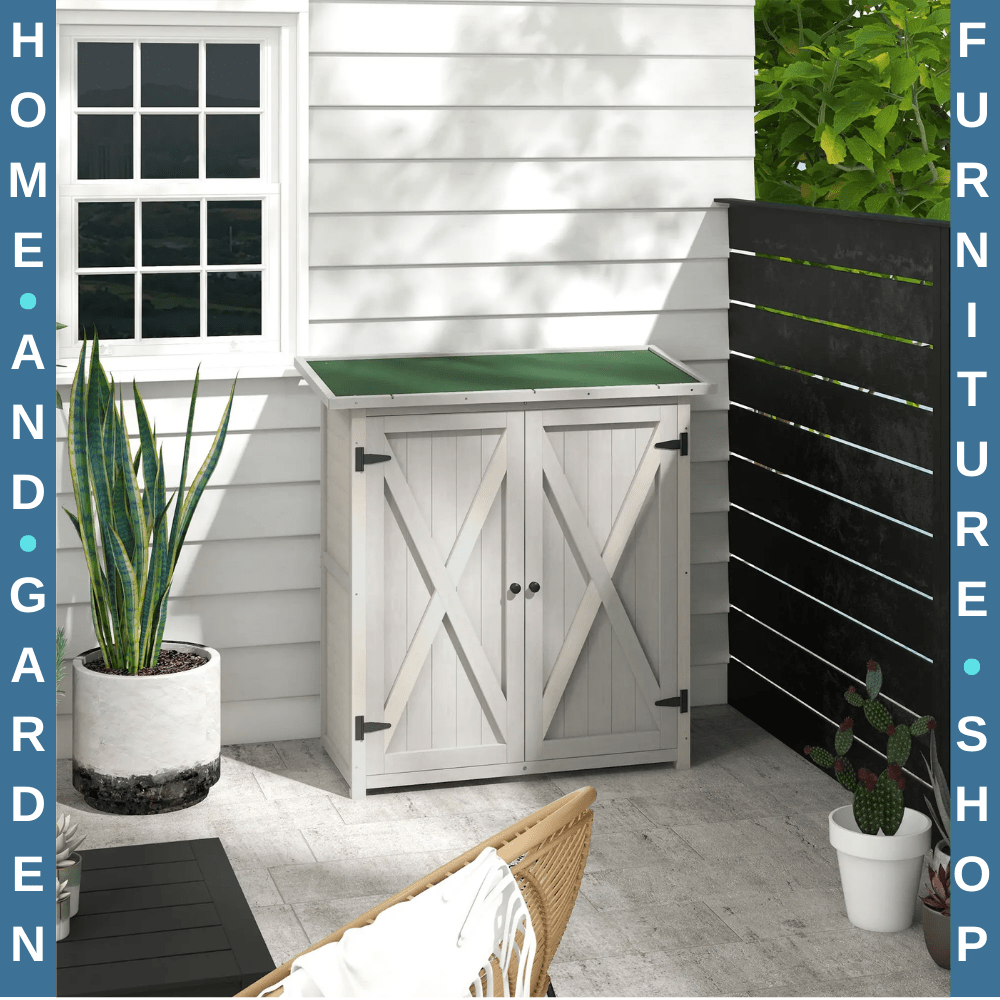 Wooden Garden Storage Shed Fir Tool Cabinet with Shelves and Double Door Outdoor - Home and Garden Furniture Shop - #rustic - furniture#