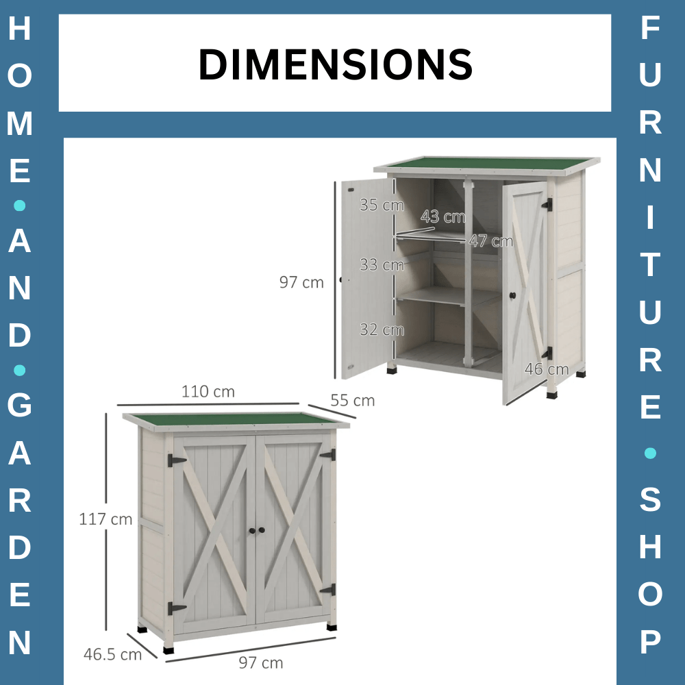 Wooden Garden Storage Shed Fir Tool Cabinet with Shelves and Double Door Outdoor - Home and Garden Furniture Shop - #rustic - furniture#