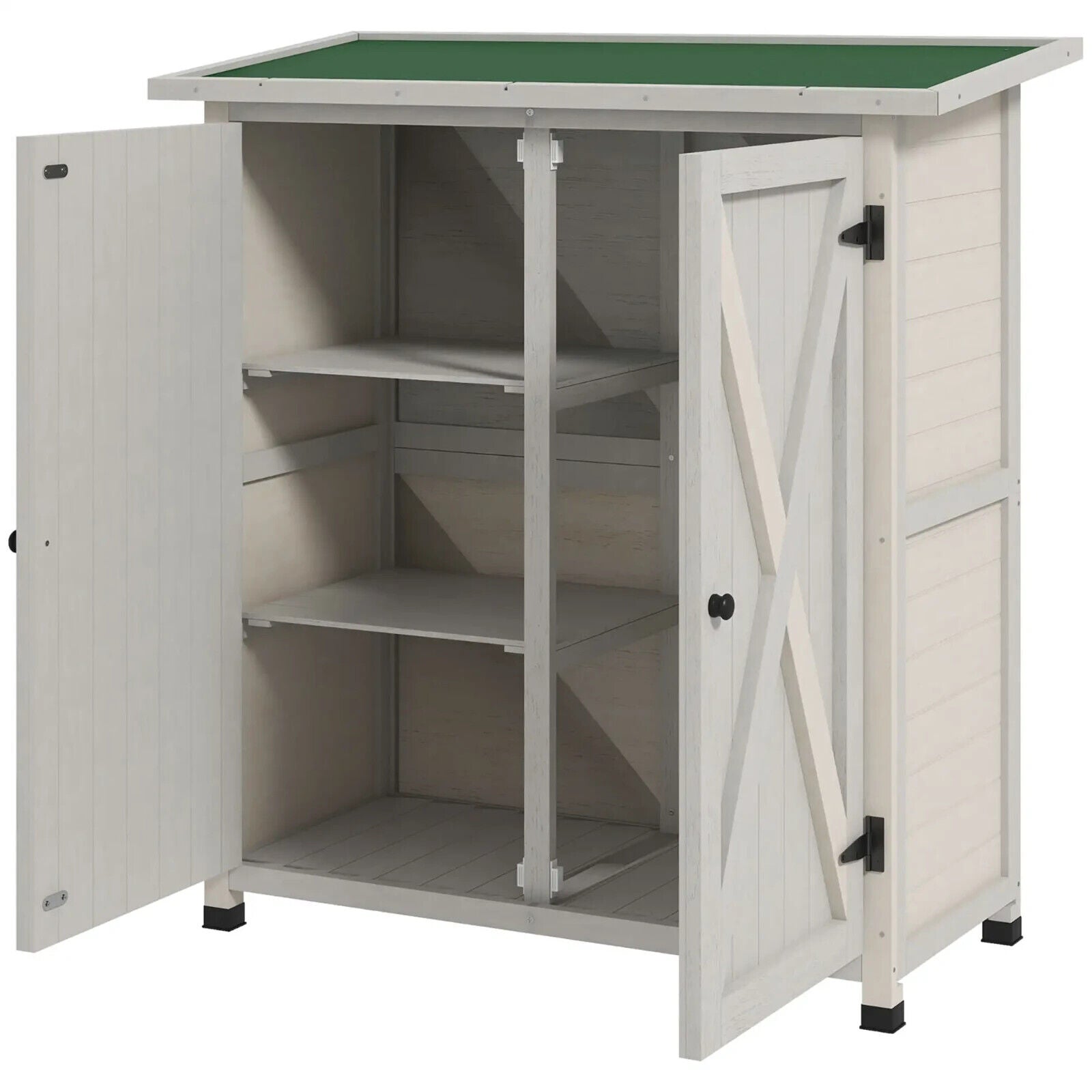 Wooden Garden Storage Shed Fir Tool Cabinet with Shelves and Double Door Outdoor - Home and Garden Furniture Shop - #rustic - furniture#