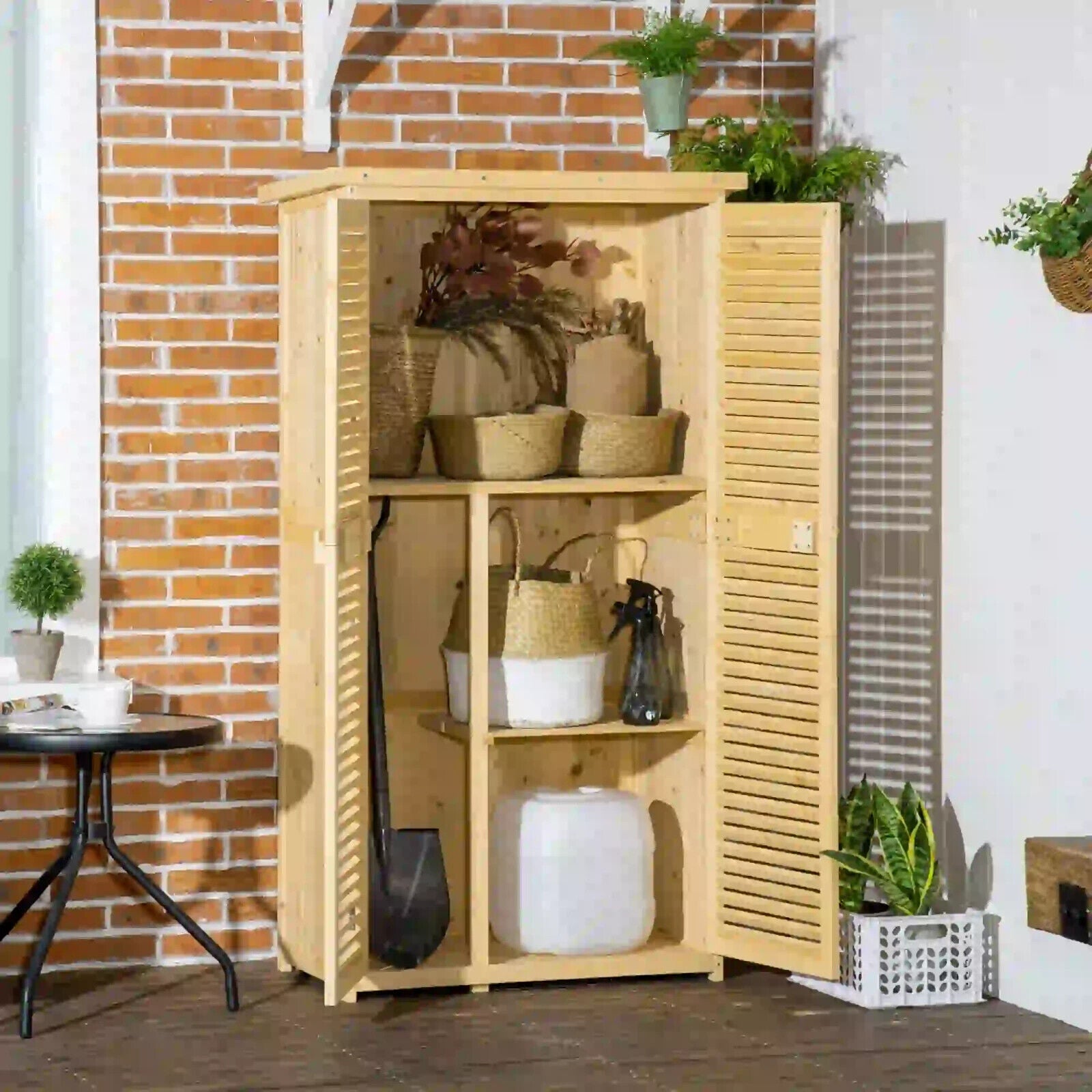 Wooden Garden Storage Shed Outdoor Utility Tool Cabinet Asphalt Roof Double Door - Home and Garden Furniture Shop - #rustic - furniture#