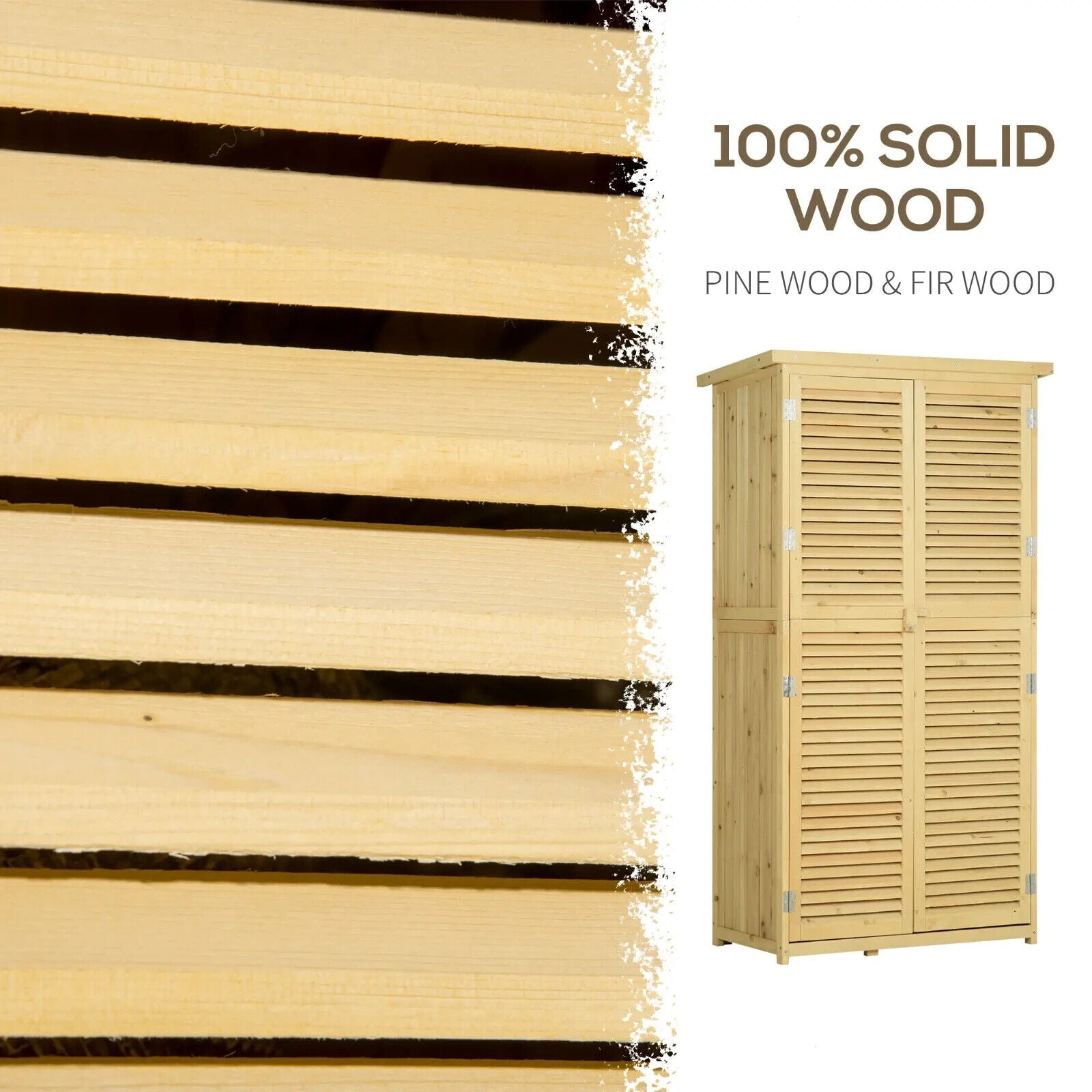 Wooden Garden Storage Shed Outdoor Utility Tool Cabinet Asphalt Roof Double Door - Home and Garden Furniture Shop - #rustic - furniture#