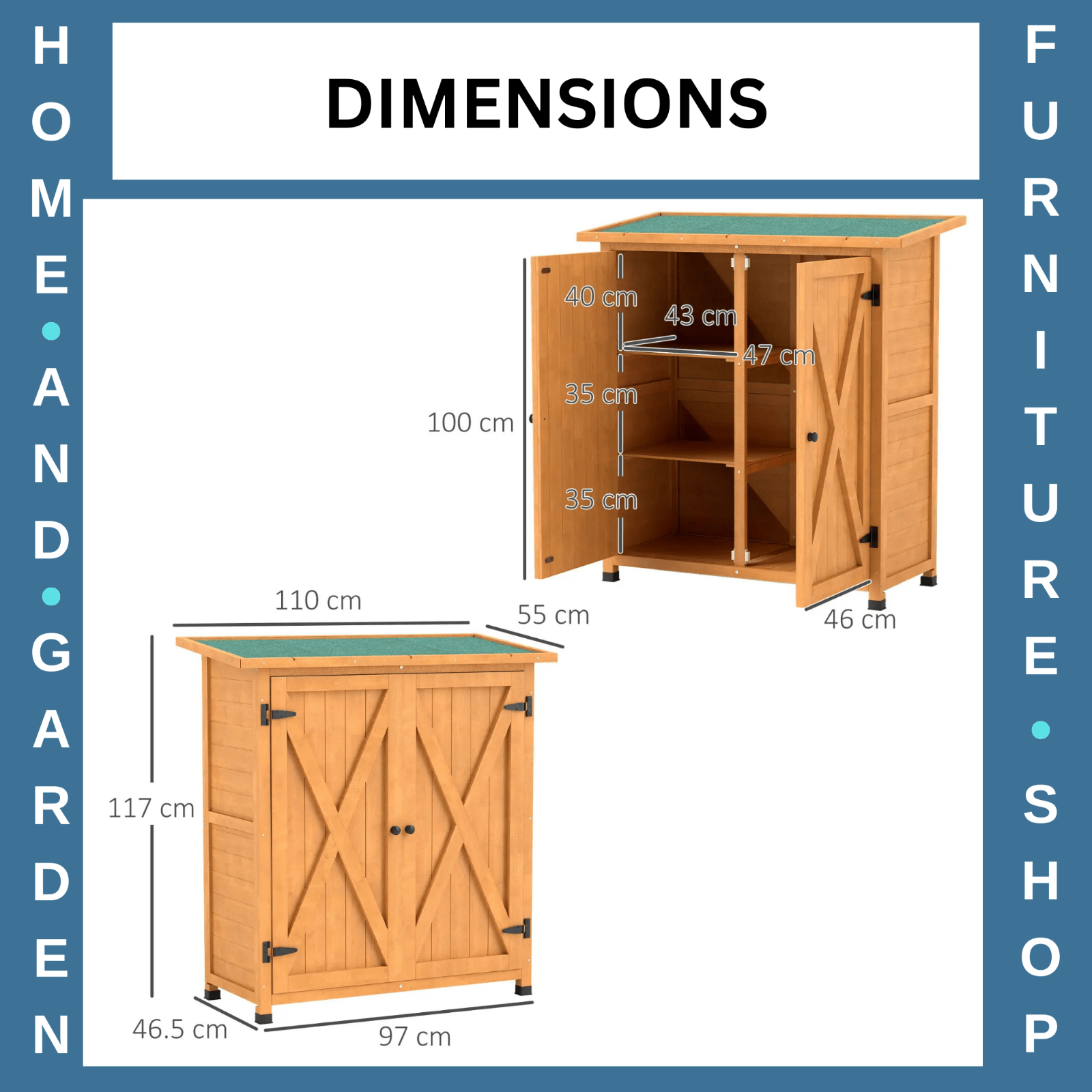 Wooden Garden Storage Shed Tool Cabinet Organiser with Shelves Utility Cupboard - Home and Garden Furniture Shop - #rustic - furniture#