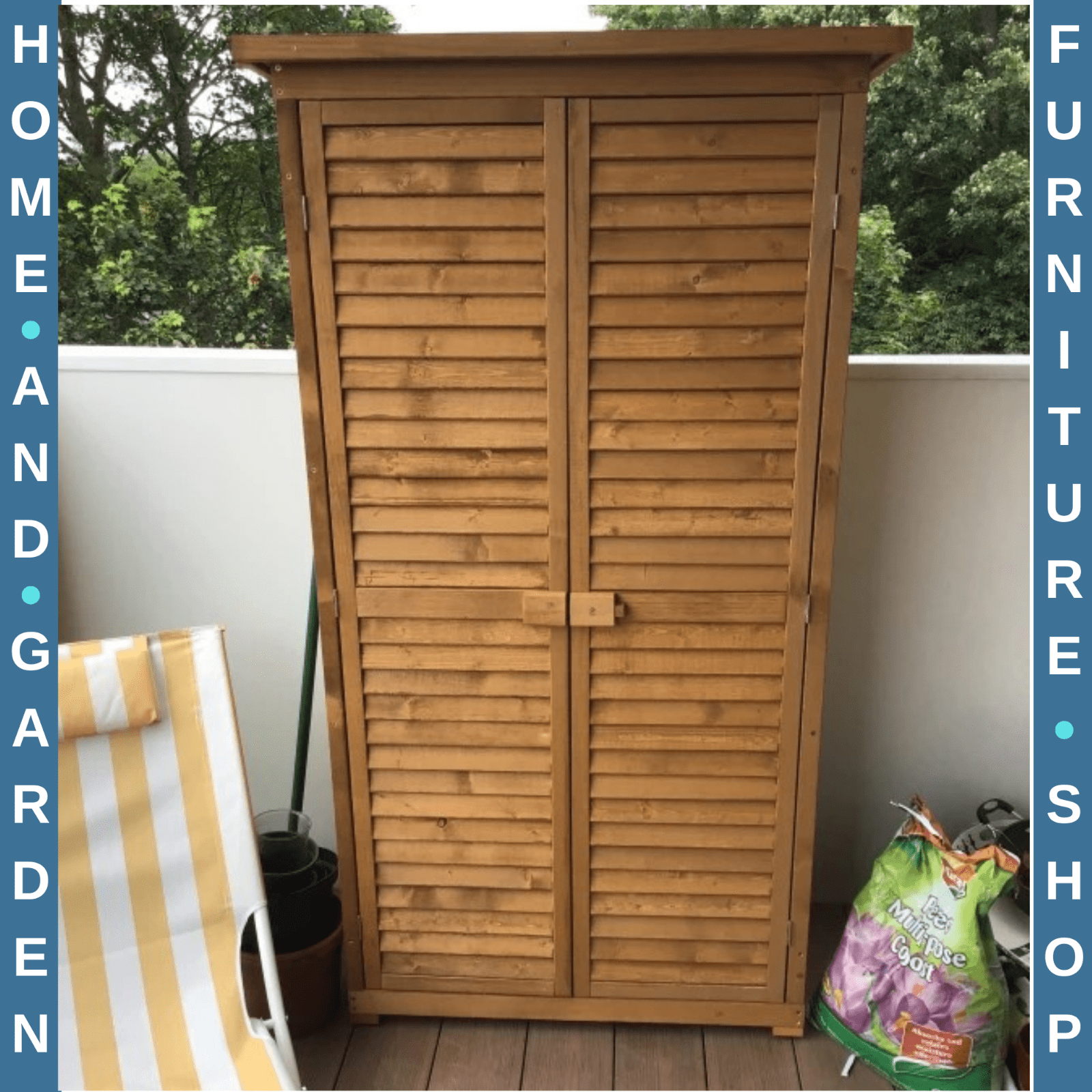 Wooden Garden Storage Shed Tool Cabinet w/ 3 Tier Shelves & Asphalt Roof Outdoor - Home and Garden Furniture Shop - rustic - furniture