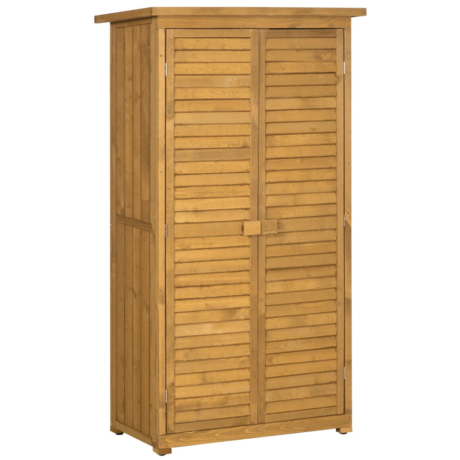Wooden Garden Storage Shed Tool Cabinet w/ 3 Tier Shelves & Asphalt Roof Outdoor - Home and Garden Furniture Shop - #rustic - furniture#