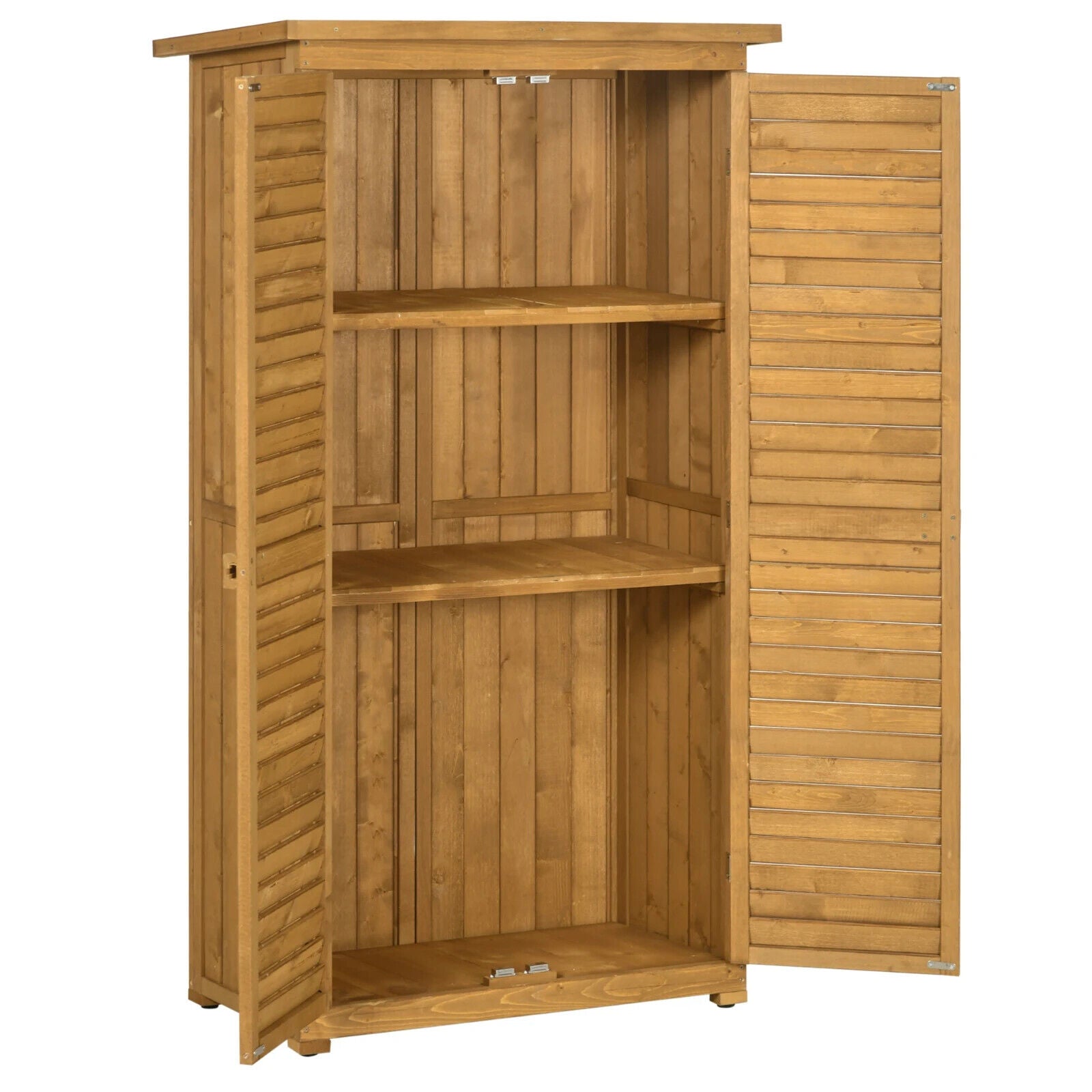 Wooden Garden Storage Shed Tool Cabinet w/ 3 Tier Shelves & Asphalt Roof Outdoor - Home and Garden Furniture Shop - #rustic - furniture#