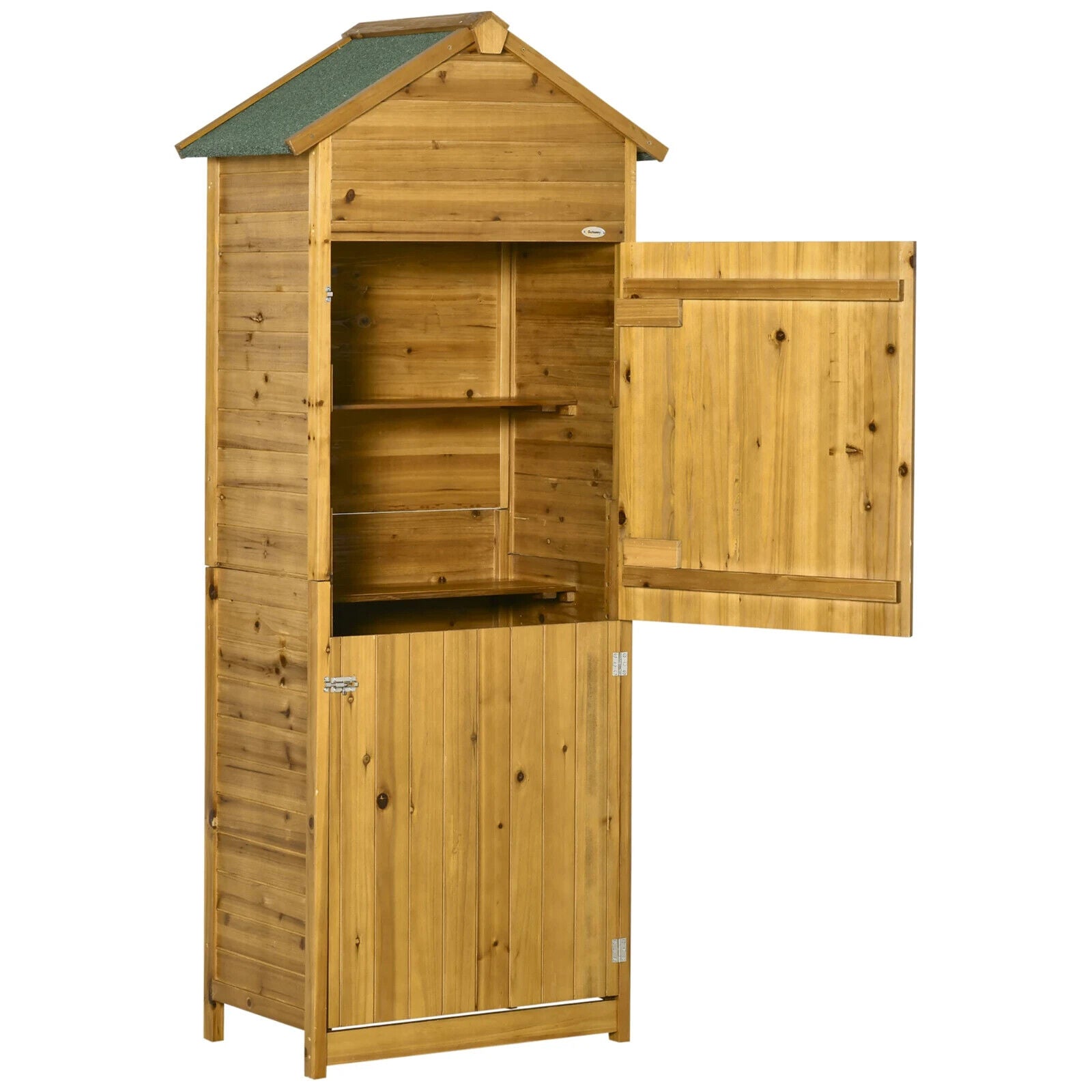 Wooden Garden Storage Shed Tool Cabinet w/ Two Shelves Lockable Door Patio Shed - Home and Garden Furniture Shop - #rustic - furniture#