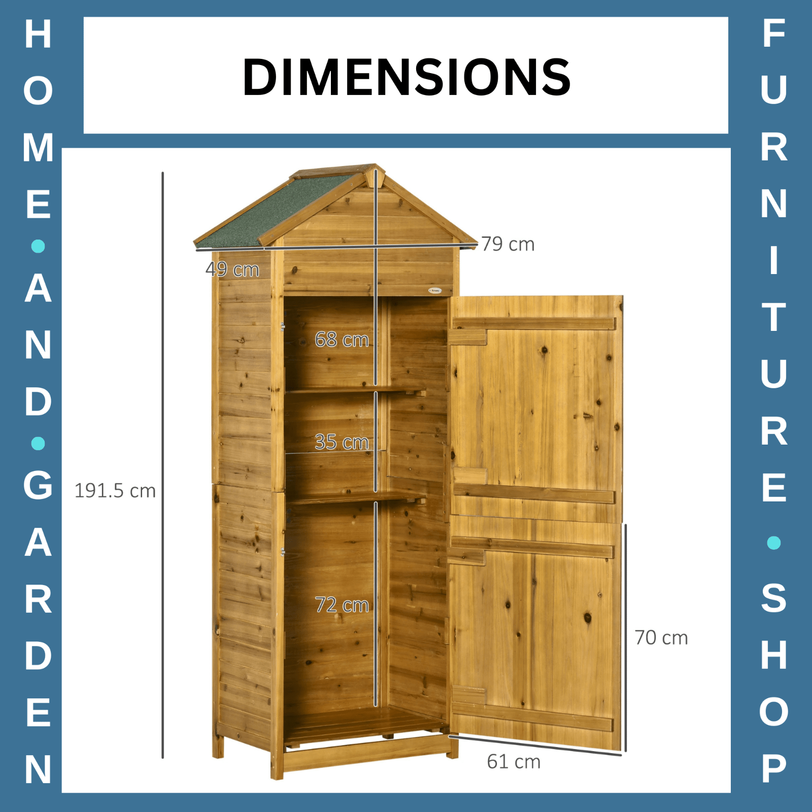 Wooden Garden Storage Shed Tool Cabinet w/ Two Shelves Lockable Door Patio Shed - Home and Garden Furniture Shop - #rustic - furniture#