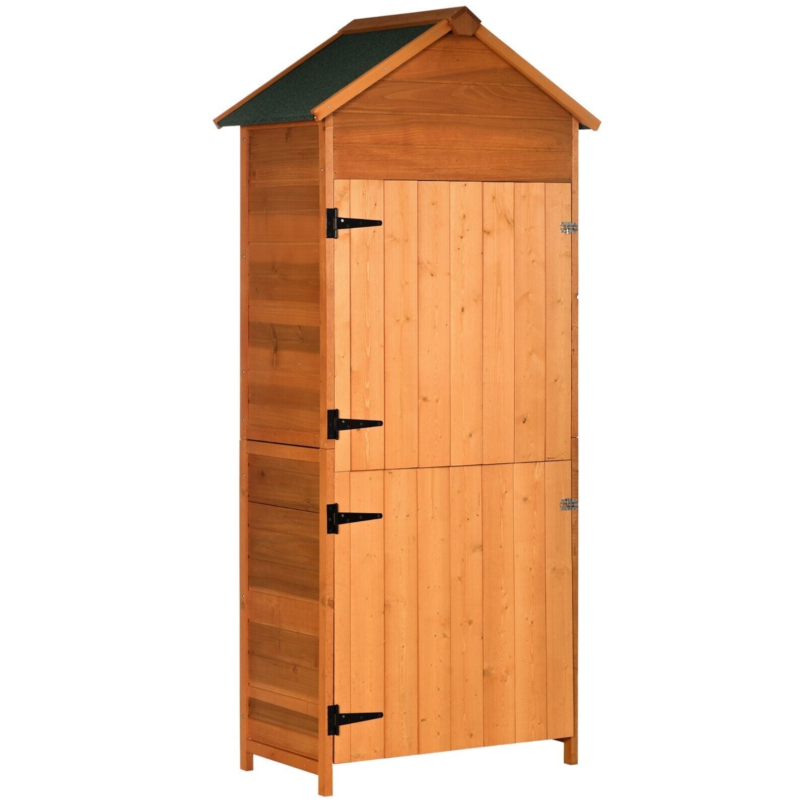 Wooden Garden Storage Shed Utility Tool Cabinet with Lockable Door Shelves Roof - Home and Garden Furniture Shop - #rustic - furniture#