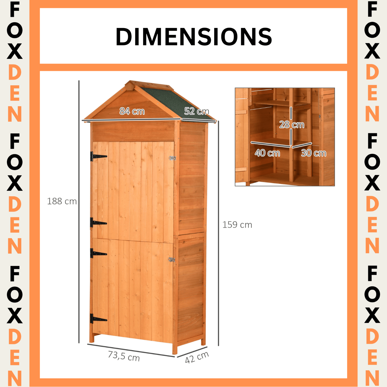 Wooden Garden Storage Shed Utility Tool Cabinet with Lockable Door Shelves Roof - Home and Garden Furniture Shop - #rustic - furniture#