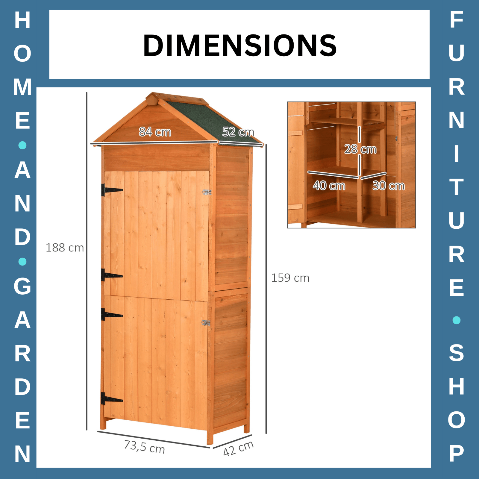 Wooden Garden Storage Shed Utility Tool Cabinet with Lockable Door Shelves Roof - Home and Garden Furniture Shop - #rustic - furniture#