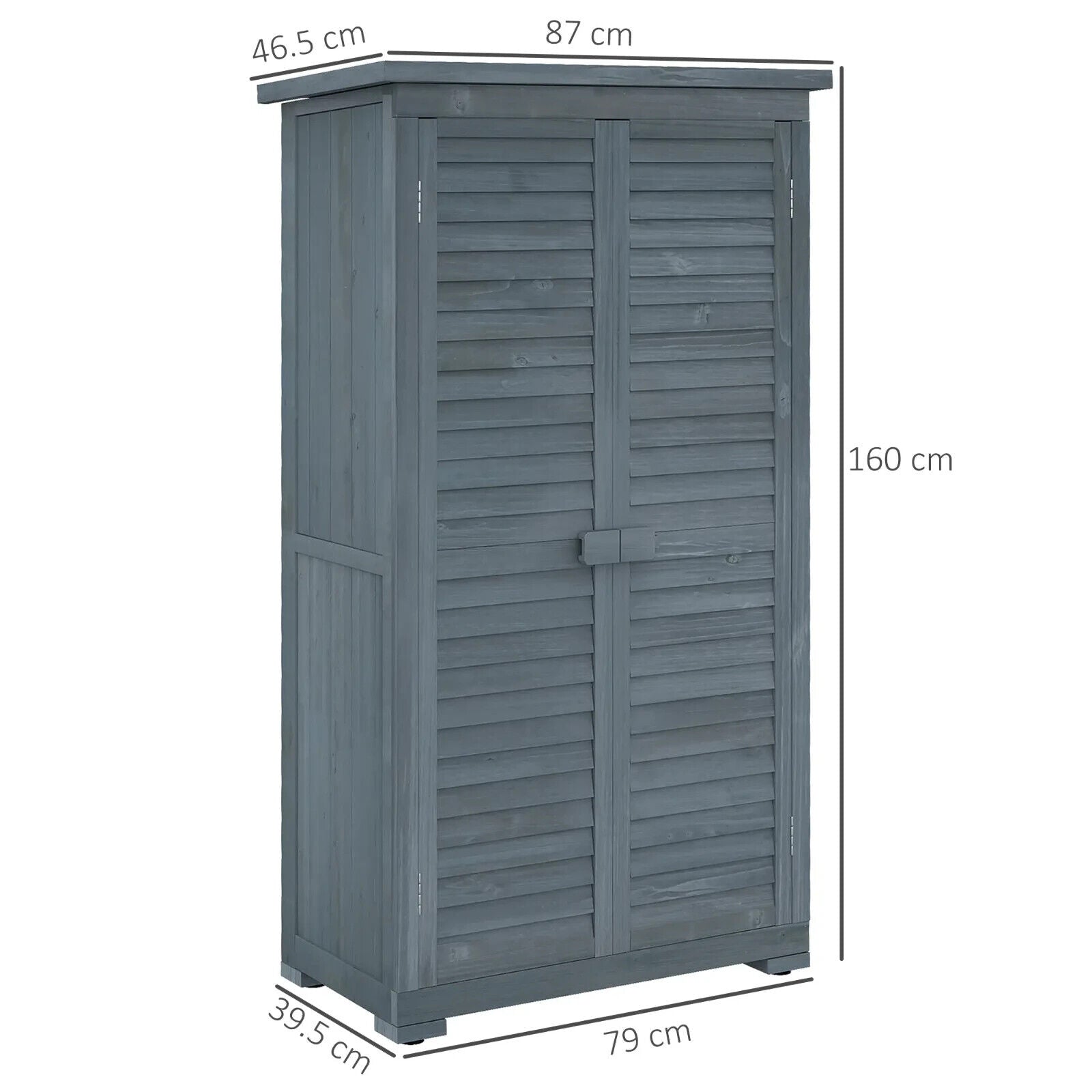 Wooden Garden Storage Shed with 3 Shelves, Shutter Doors and Asphalt Roof - Home and Garden Furniture Shop - #rustic - furniture#