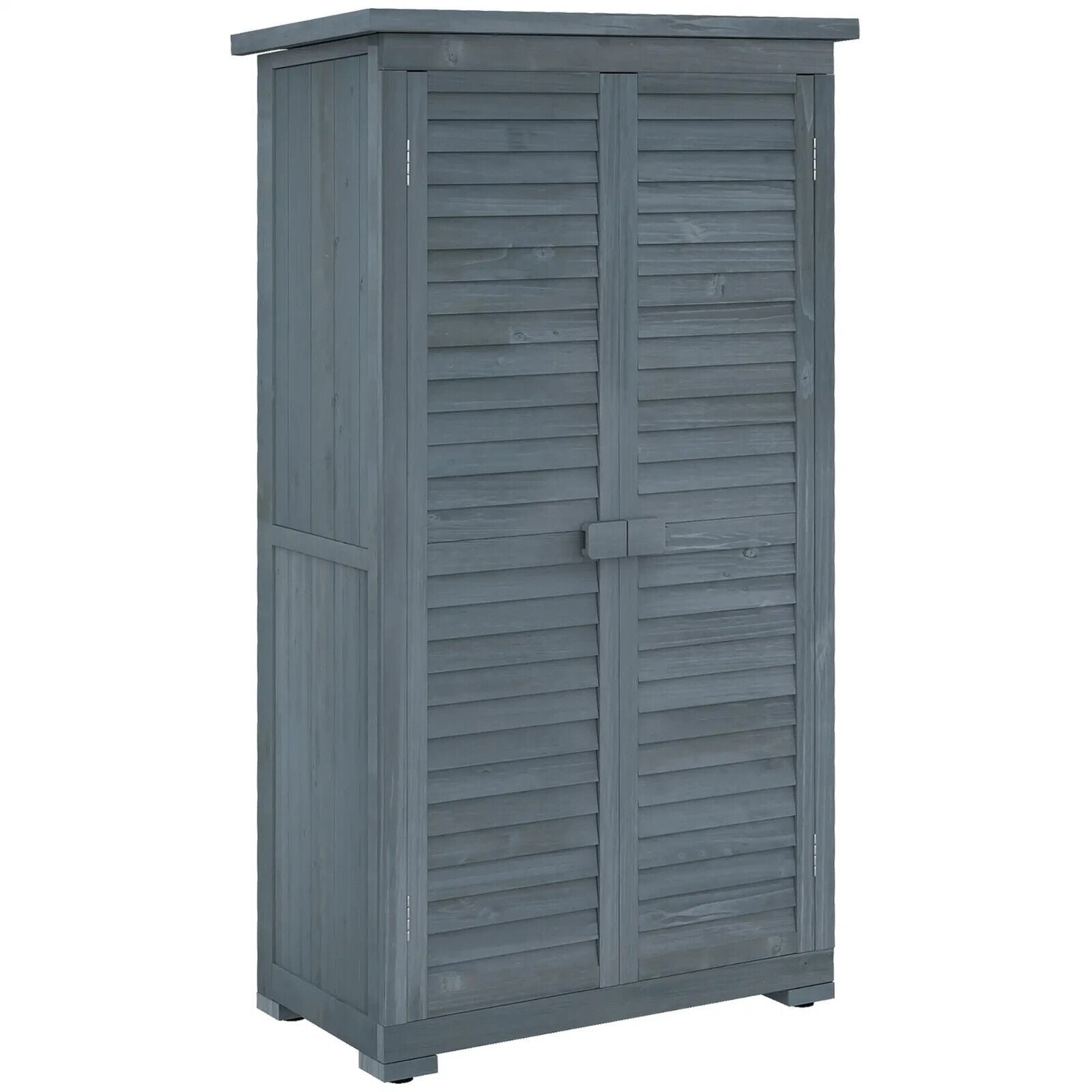 Wooden Garden Storage Shed with 3 Shelves, Shutter Doors and Asphalt Roof - Home and Garden Furniture Shop - #rustic - furniture#