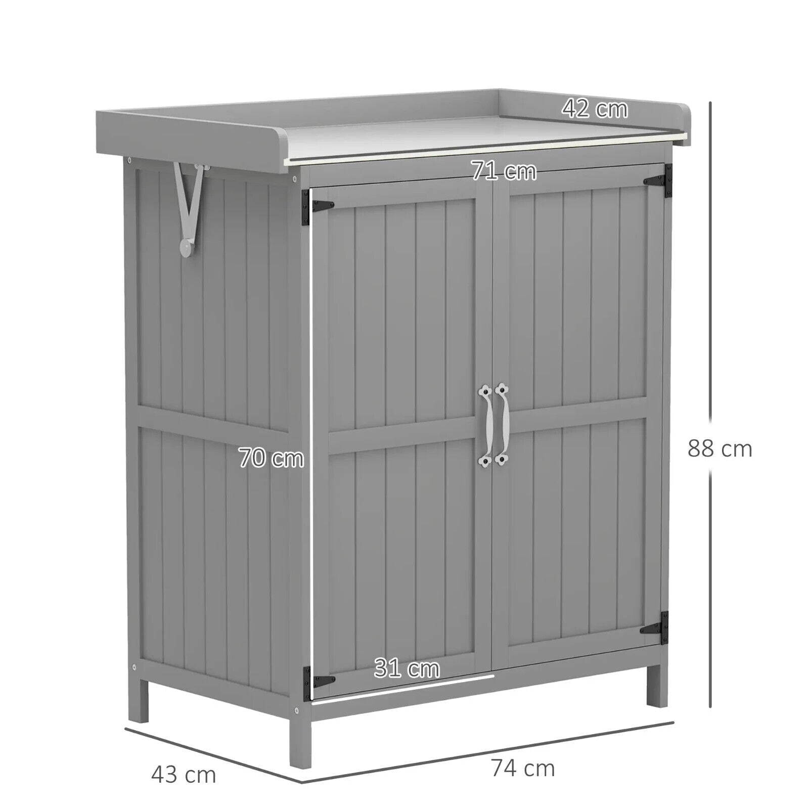 Wooden Garden Storage Shed with Hinged Roof Shelf & Double Doors Outdoor Cabinet - Home and Garden Furniture Shop - #rustic - furniture#