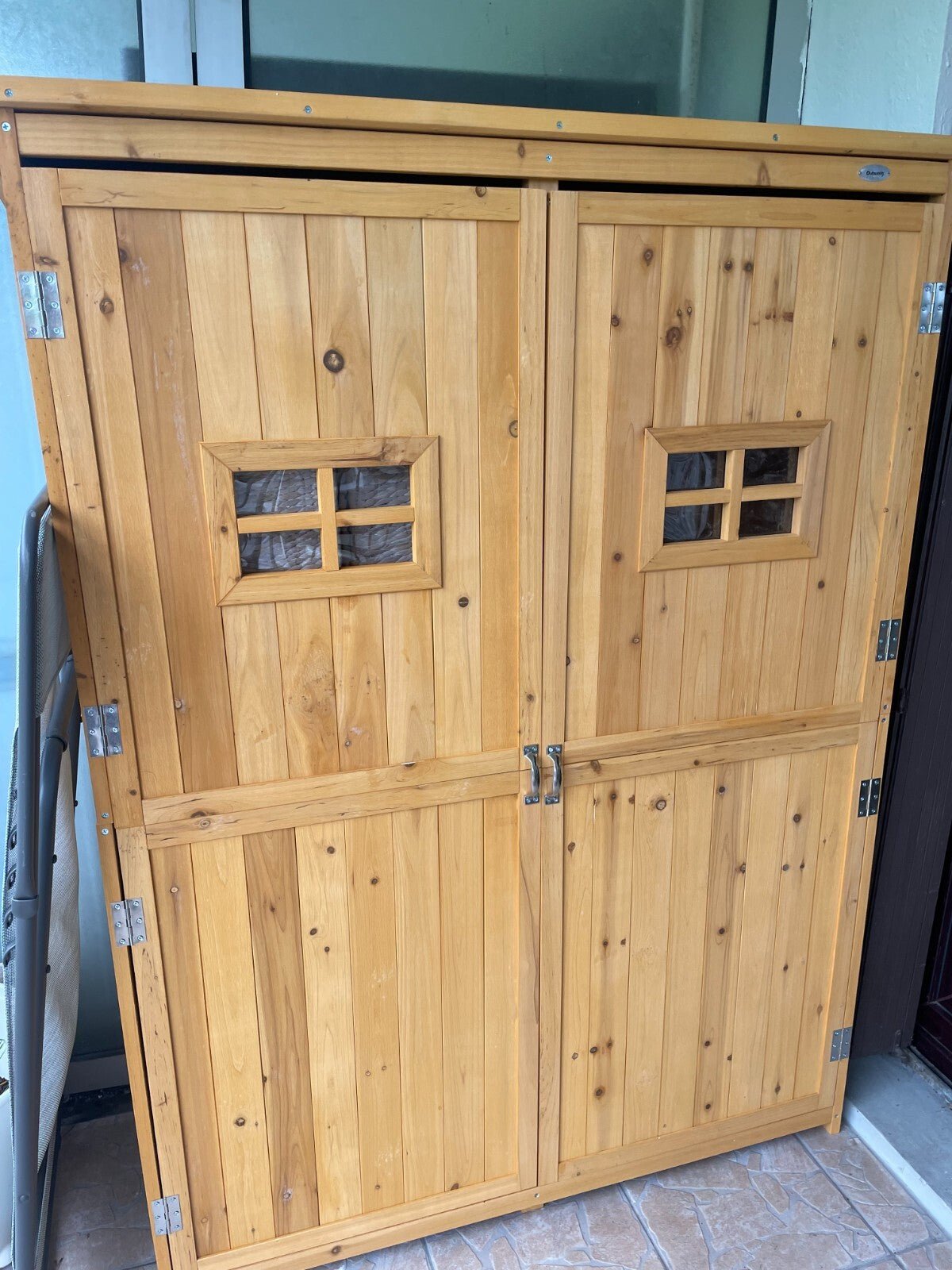 Wooden Garden Storage Shed with Shelves and Double Doors, 164H x 127.5L x 50Wcm - Home and Garden Furniture Shop - rustic - furniture
