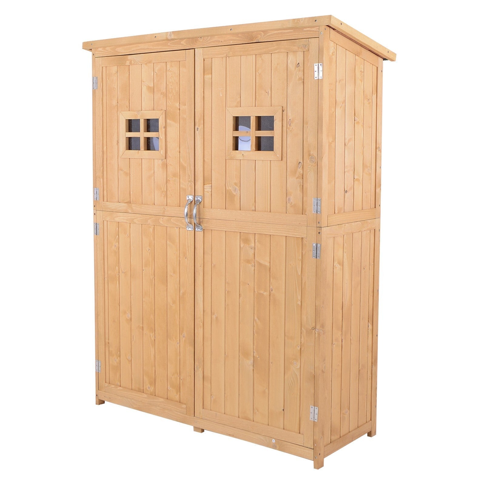 Wooden Garden Storage Shed with Shelves and Double Doors, 164H x 127.5L x 50Wcm - Home and Garden Furniture Shop - rustic - furniture