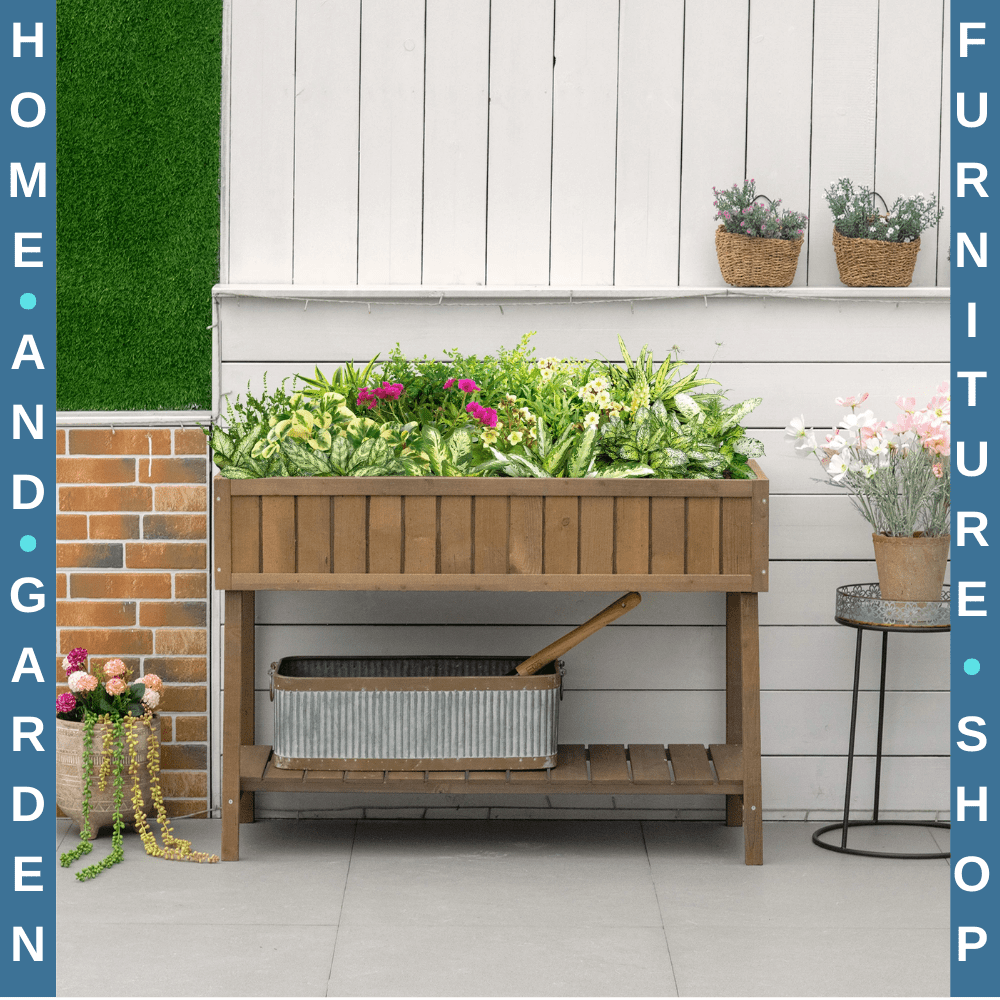 Wooden Herb Planter Raised Bed Garden Stand w/8 Boxes 110L x 46W x 76Hcm Outdoor - Home and Garden Furniture Shop - #rustic - furniture#