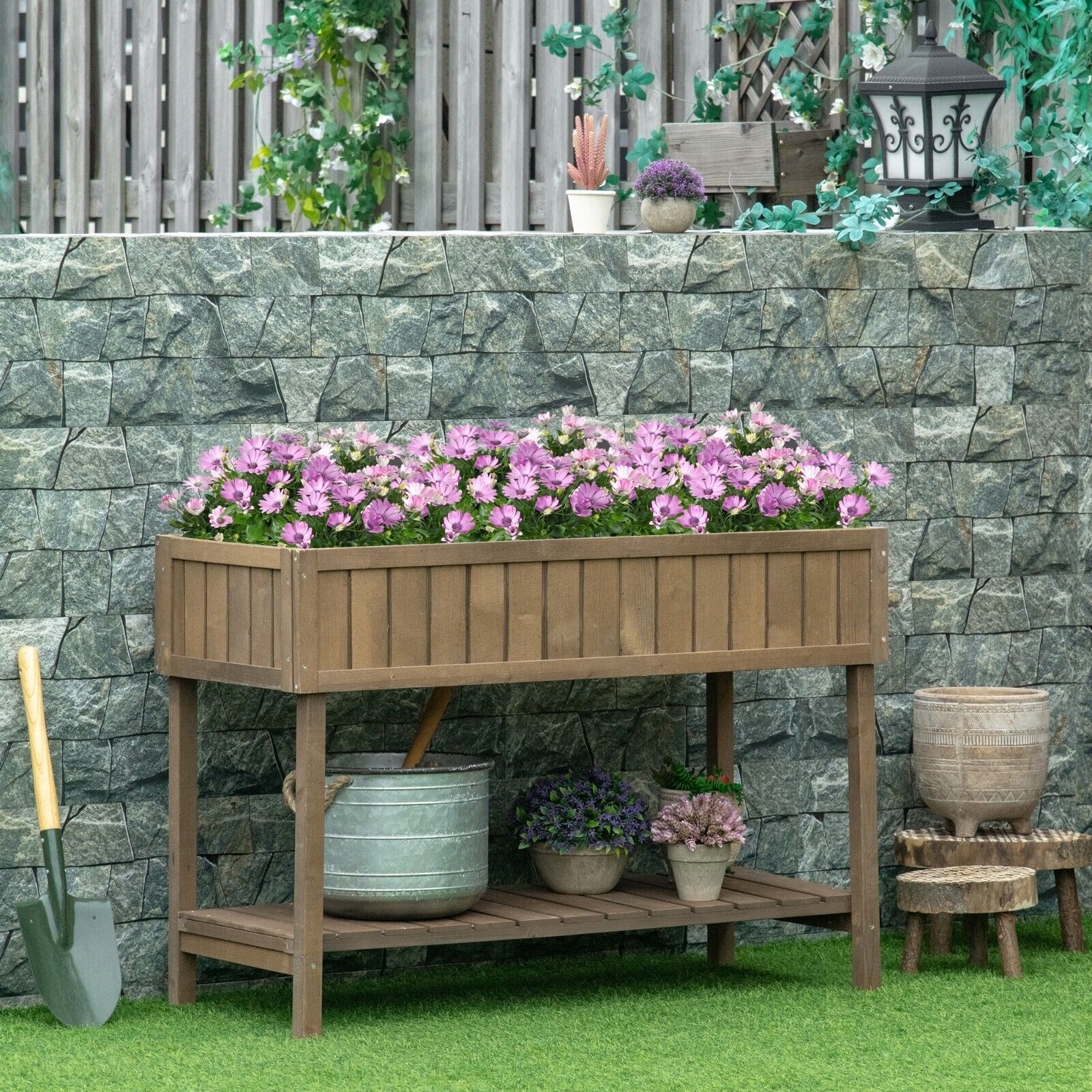 Wooden Herb Planter Raised Bed Garden Stand w/8 Boxes 110L x 46W x 76Hcm Outdoor - Home and Garden Furniture Shop - #rustic - furniture#