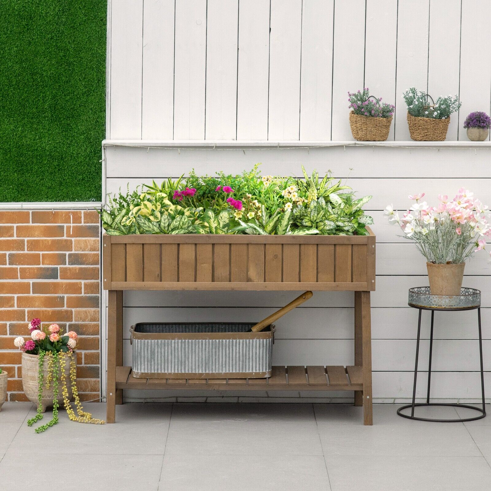 Wooden Herb Planter Raised Bed Garden Stand w/8 Boxes 110L x 46W x 76Hcm Outdoor - Home and Garden Furniture Shop - #rustic - furniture#