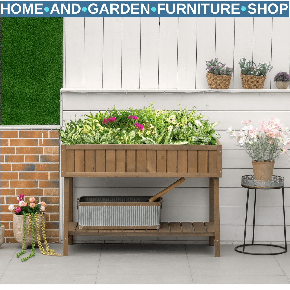 Wooden Herb Planter Raised Bed Garden Stand w/8 Boxes 110L x 46W x 76Hcm Outdoor - Home and Garden Furniture Shop - #rustic - furniture#