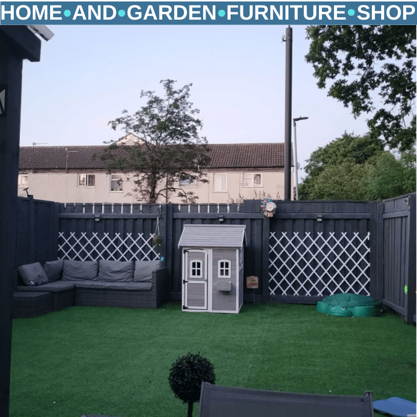 Wooden Kids Playhouse with Doors Windows Plant Box for Garden Patio Ages 3 to 8 - Home and Garden Furniture Shop - rustic - furniture