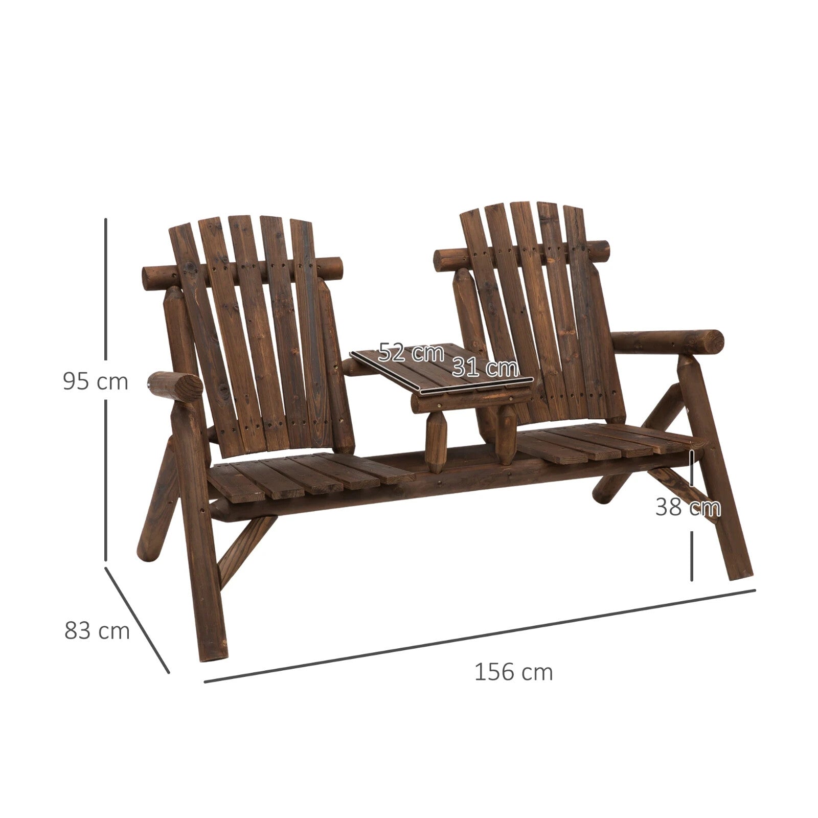 Wooden Patio Bench 2 Seater Loveseat Coffee Table Garden Chair Outdoor Furniture - Home and Garden Furniture Shop - rustic - furniture