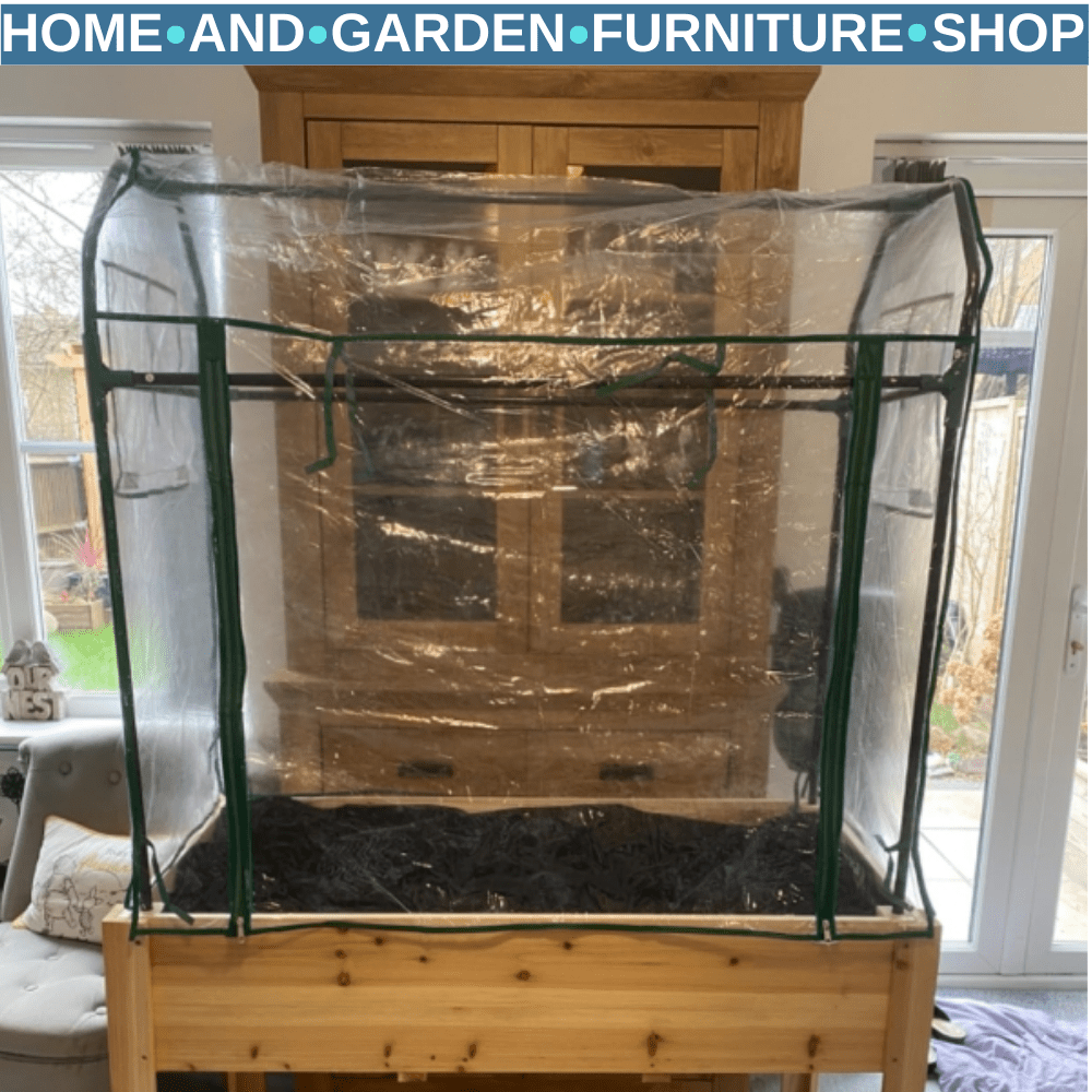 Wooden Planter Box with Greenhouse Cover Raised Garden Bed for Vegetables Herbs - Home and Garden Furniture Shop - #rustic - furniture#