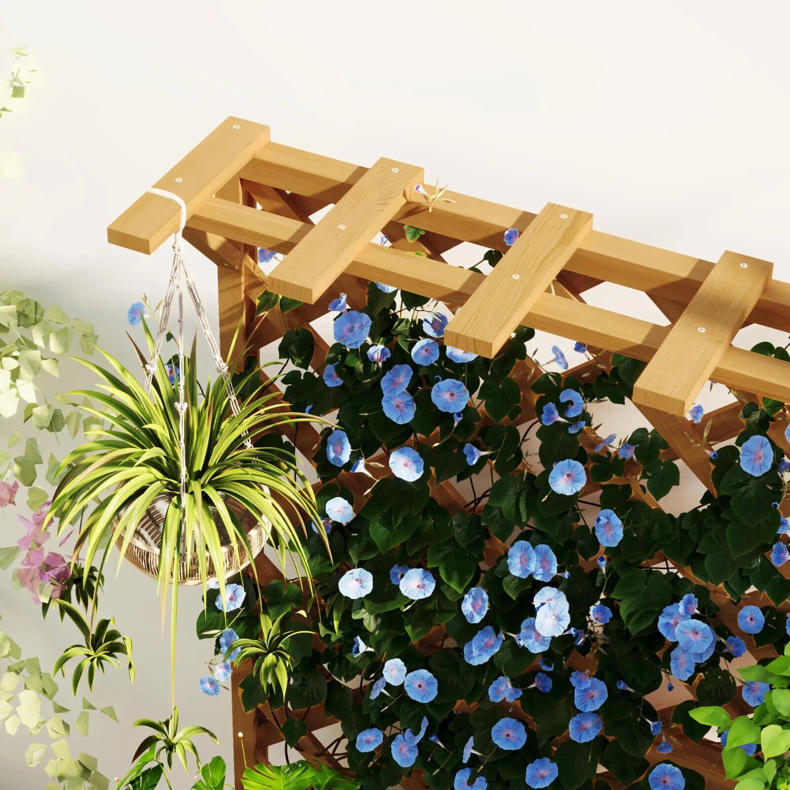 Wooden Planter, Trellis Raised Garden Bed Freestanding Outdoor Box with Drainage - Home and Garden Furniture Shop - #rustic - furniture#