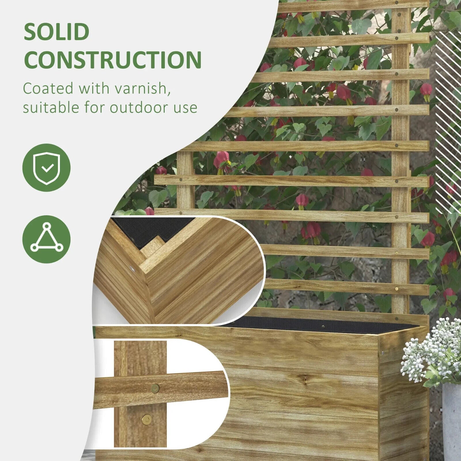 Wooden Raised Garden Bed with Trellis & Wheels – Natural Finish, 76x30x155cm - Home and Garden Furniture Shop - #rustic - furniture#