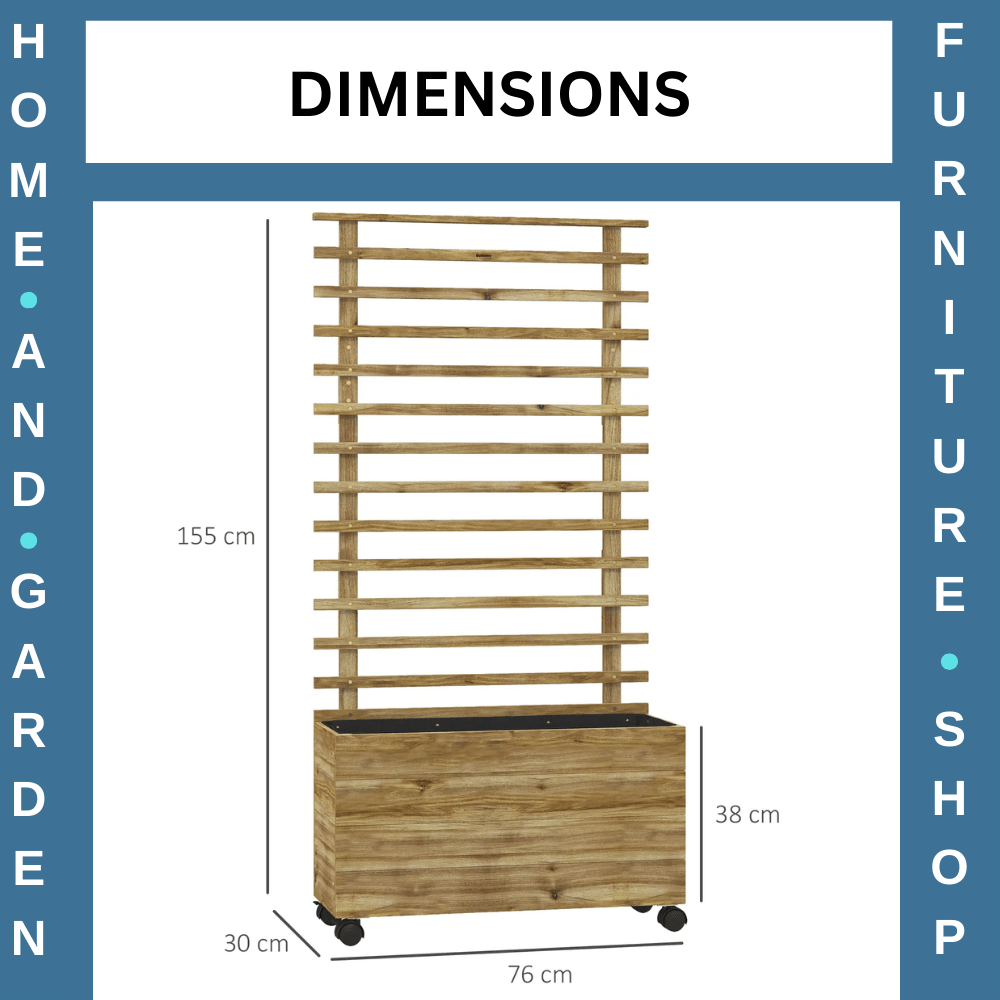 Wooden Raised Garden Bed with Trellis & Wheels – Natural Finish, 76x30x155cm - Home and Garden Furniture Shop - #rustic - furniture#