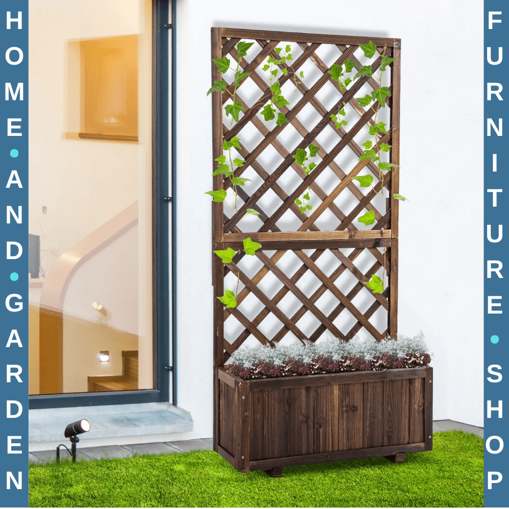 Wooden Raised Garden Beds Planter with Trellis Climbing Frame Plants Vegetables - Home and Garden Furniture Shop - rustic - furniture