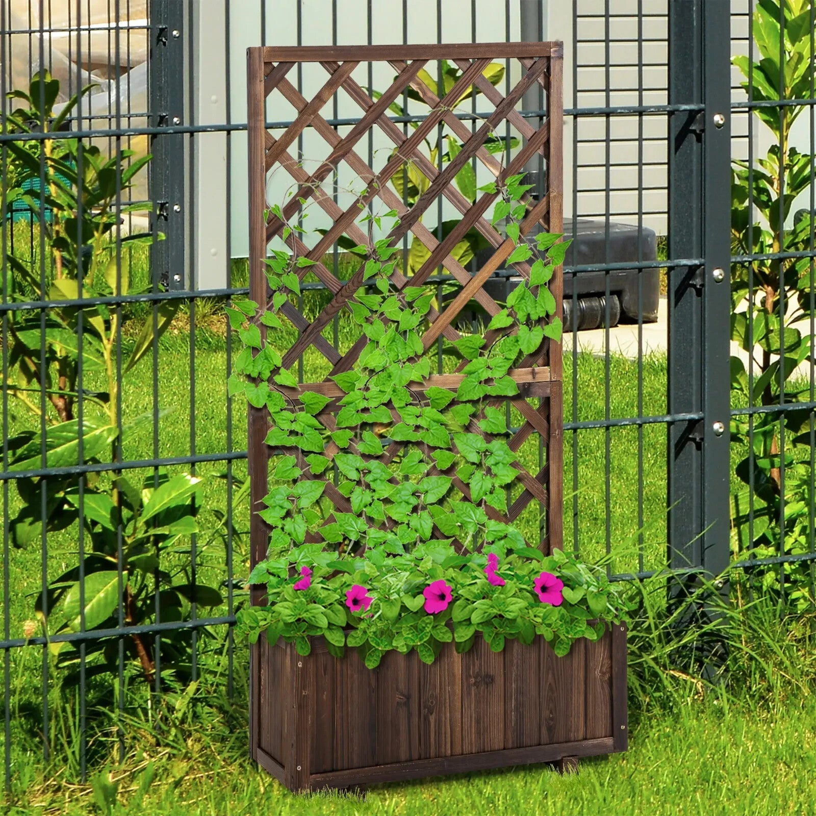 Wooden Raised Garden Beds Planter with Trellis Climbing Frame Plants Vegetables - Home and Garden Furniture Shop - rustic - furniture