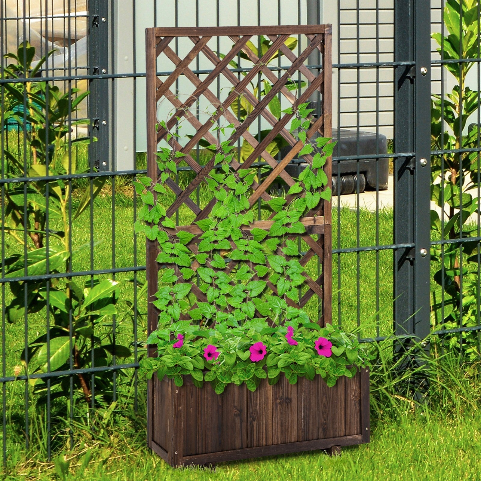 Wooden Raised Garden Beds Planter with Trellis Climbing Frame Plants Vegetables - Home and Garden Furniture Shop - rustic - furniture