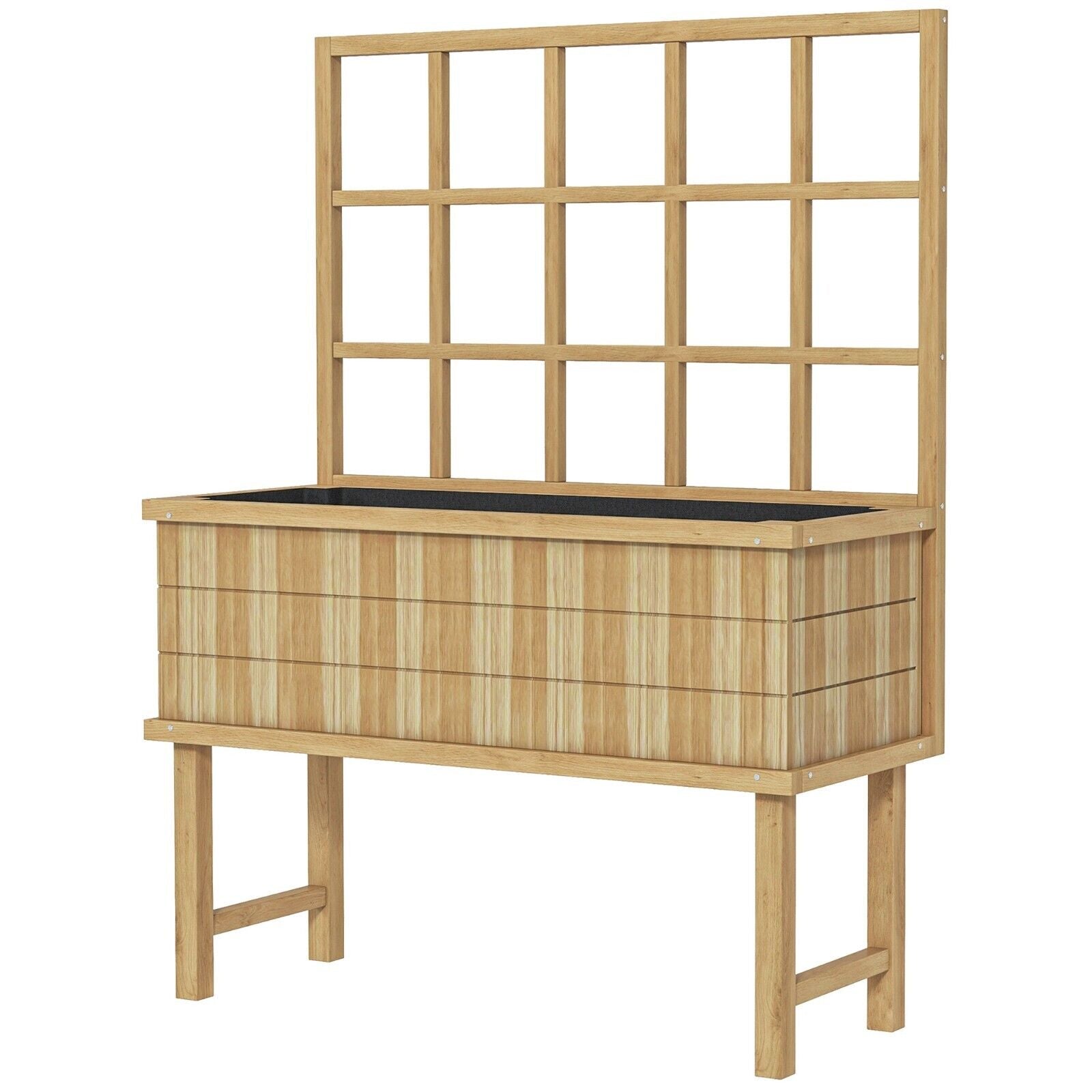 Wooden Raised Planter with Trellis for Plants Raised Garden Bed Drainage Holes - Home and Garden Furniture Shop - #rustic - furniture#