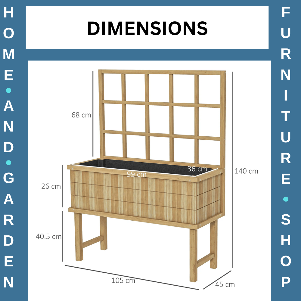 Wooden Raised Planter with Trellis for Plants Raised Garden Bed Drainage Holes - Home and Garden Furniture Shop - #rustic - furniture#