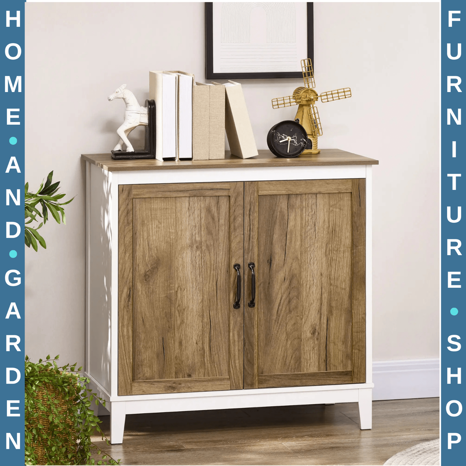 Wooden Rustic Sideboard Cupboard Farmhouse Side Storage Cabinet with 2 Doors - Home and Garden Furniture Shop - rustic - furniture