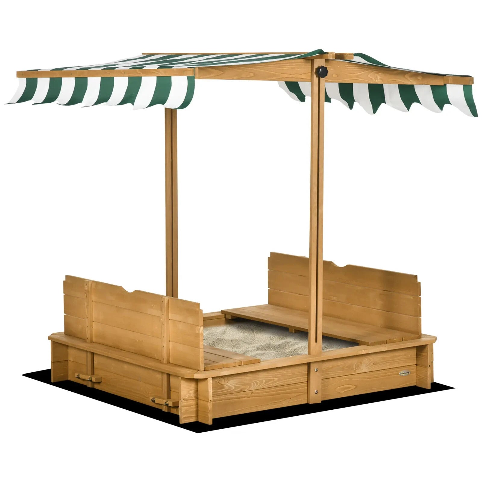 Wooden Sandpit for Kids with Adjustable Canopy Outdoor Garden Play Toy Sandbox - Home and Garden Furniture Shop - rustic - furniture