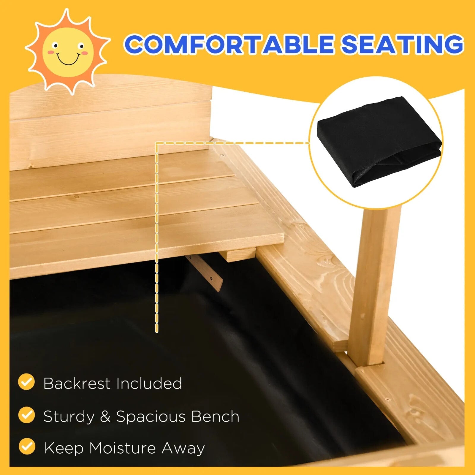 Wooden Sandpit for Kids with Adjustable Canopy Outdoor Garden Play Toy Sandbox - Home and Garden Furniture Shop - rustic - furniture