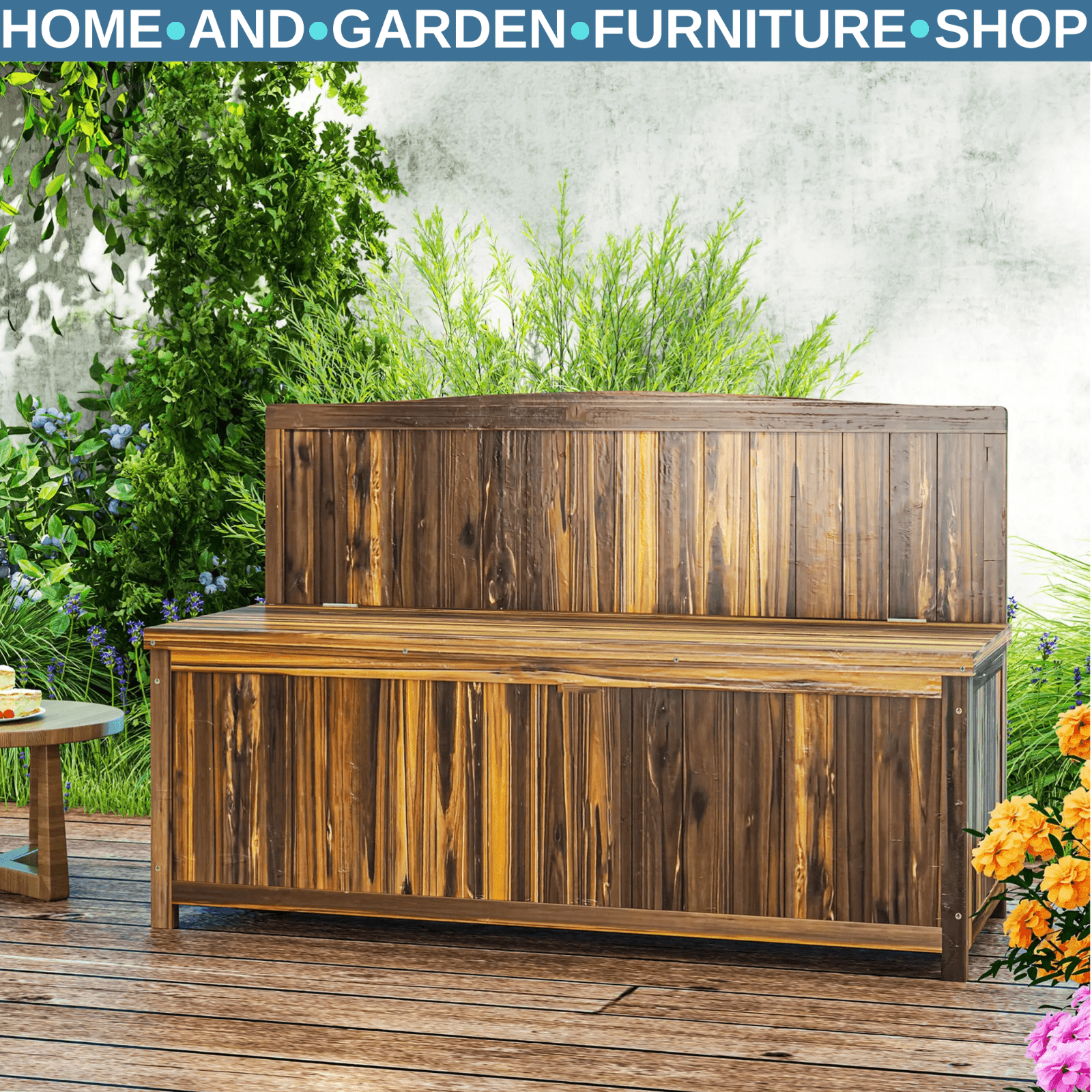Wooden Storage Bench for Garden Tools Patio Furniture Seating with Lift Up Lid - Home and Garden Furniture Shop - rustic - furniture